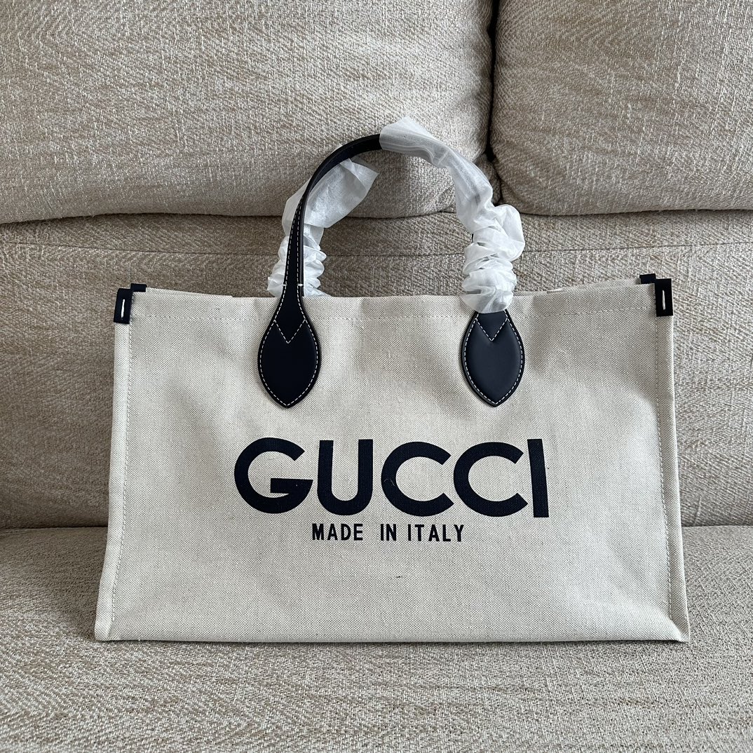 Gucci Sacs Cabas Couleur beige Bleu Imprimé Toile Cuir de vache Série printemps GG Supreme