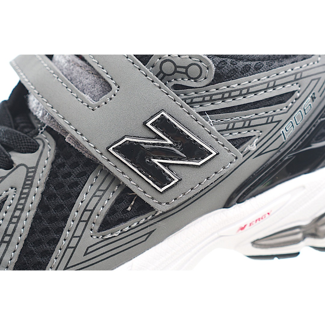 图片[5]-NB 1906 魔术贴儿童跑步鞋 立体双层织面搭配镂空支撑带复古未来感淋漓彰显，亦可搭配亲子款全家玩转复古千禧风。中底采用AB科技与Ny避震系统，缓震回弹性能更出色。升级孩童穿着体验，运动更加舒适自如。 货号：CJ 尺码：24-37-选品中心