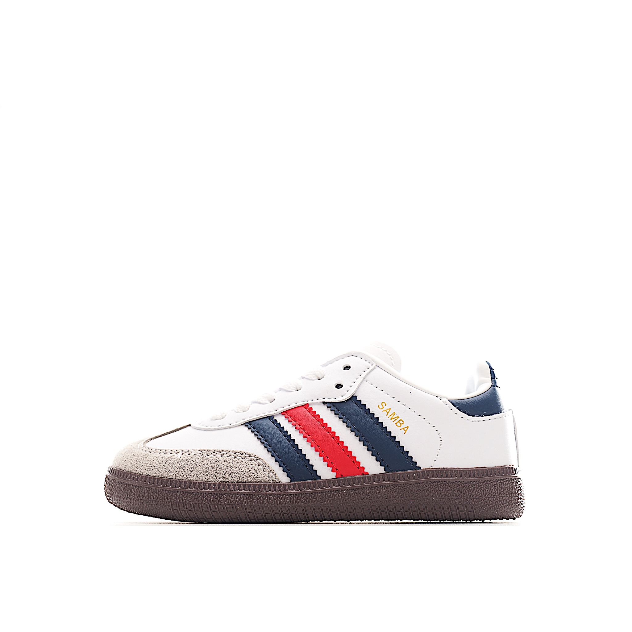 AD 德训 低帮儿童休闲鞋 注：22-27松紧带，28-37系带 如果你回到 1960 年代，你会发现职业足球运动员穿着桑巴，就像这些婴儿鞋一样，几乎就像他们一样。尺寸缩小适合儿童，配有柔软的鞋垫，在全天玩耍时感觉舒适。皮革鞋面、胶橡胶鞋底和3条纹保持经典。 货号：5247 尺码：22-37-选品中心