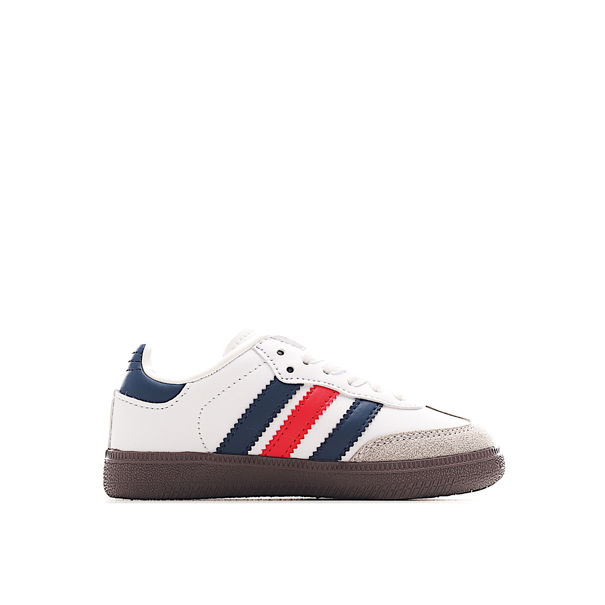 图片[2]-AD 德训 低帮儿童休闲鞋 注：22-27松紧带，28-37系带 如果你回到 1960 年代，你会发现职业足球运动员穿着桑巴，就像这些婴儿鞋一样，几乎就像他们一样。尺寸缩小适合儿童，配有柔软的鞋垫，在全天玩耍时感觉舒适。皮革鞋面、胶橡胶鞋底和3条纹保持经典。 货号：5247 尺码：22-37-选品中心