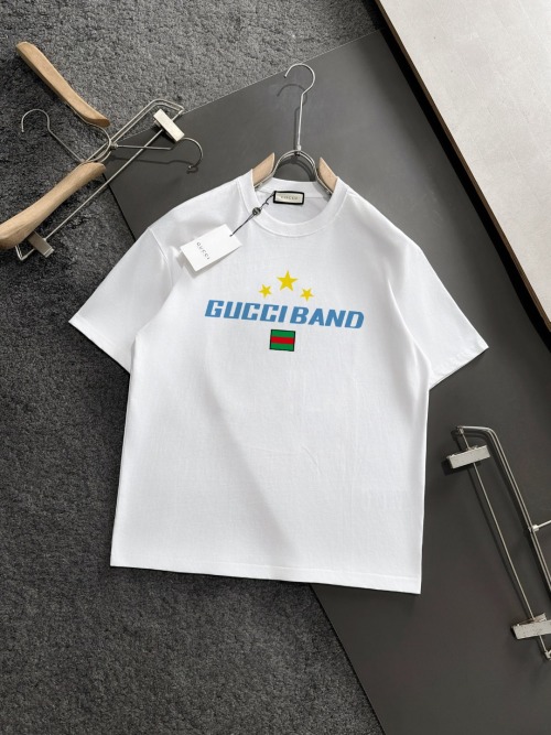 Gucci Band Cotton T-Shirt, Short Sleeve, Casual Fit, Wardrobe Essential 1 Gucci Band Cotton T-Shirt, Short Sleeve, Casual Fit, Wardrobe Essential