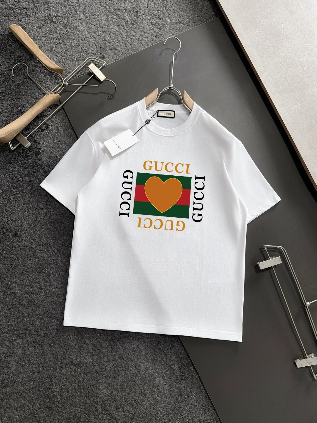 Gucci Classic Cotton T-Shirt with Heart Graphic Print, Relaxed Fit