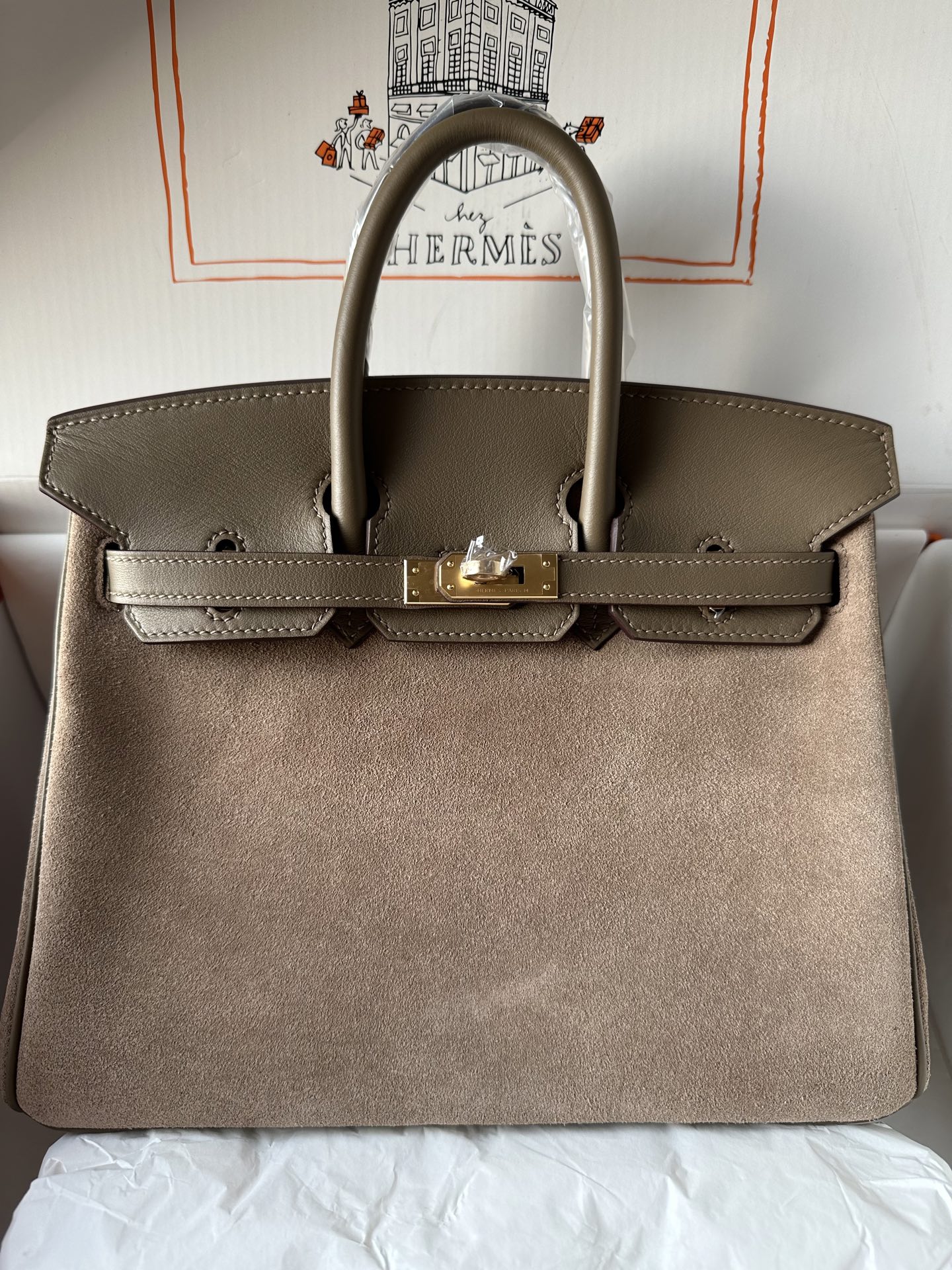 NO:699680,Birkin platinum 25cm original imported suede and Swift leather [elephant gray] gold buckle limited edition counter synchronization handmade wax thread sewing pure steel hardware in stock, Hermes, hermes, stuart weitzman, chamois leather, Hermes,19860909Birkin 铂金 25cm 原厂进口麂皮拼Swift皮【大象灰】金扣 限量版 专柜同步 手工蜡线缝制 纯钢五金 现货,爱马仕,hermes,stuart weitzman,chamois leather,Hermes,,Bag