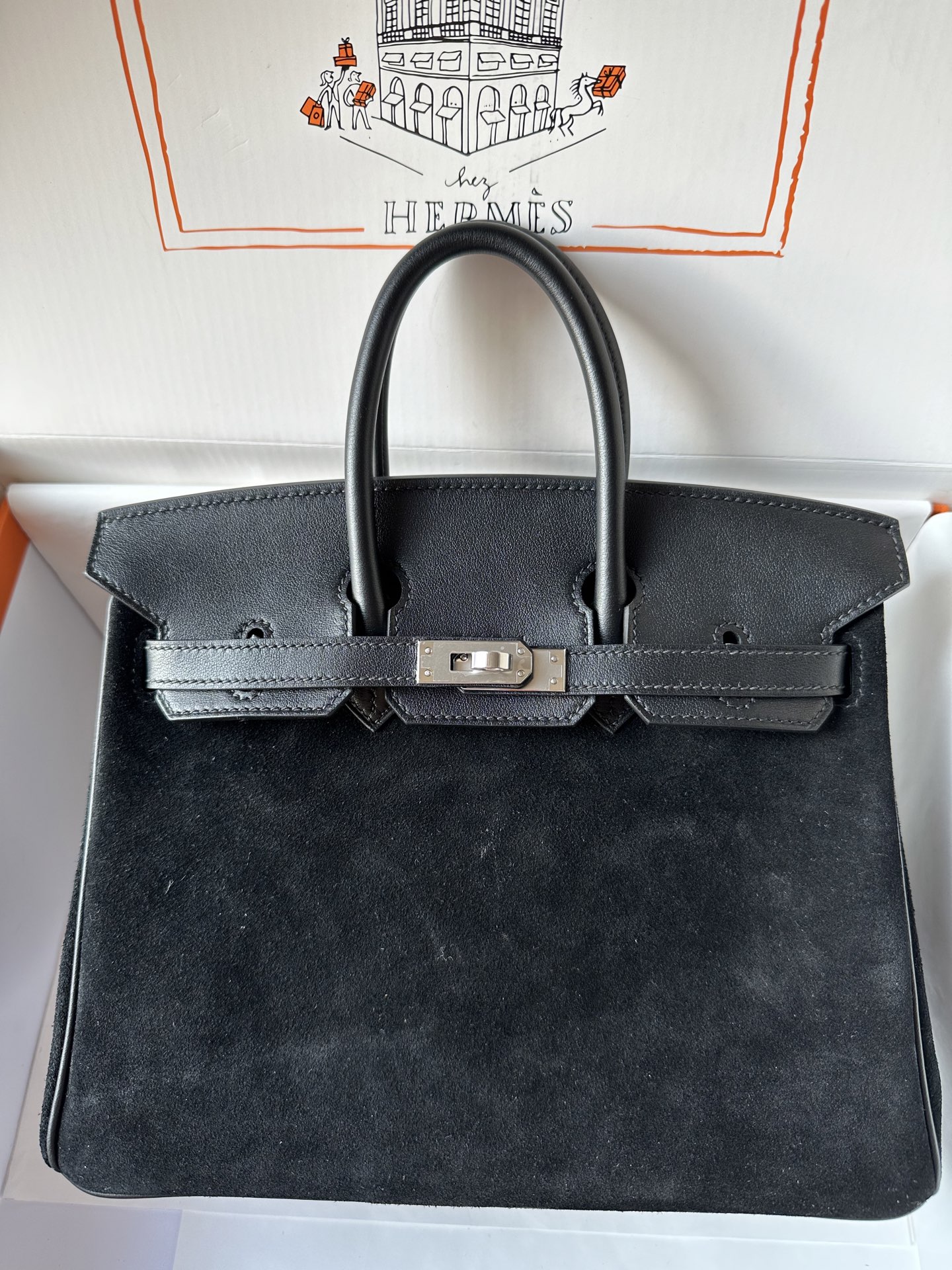 NO:699684,Birkin platinum 25cm original imported suede and Swift leather [black] silver buckle limited edition counter synchronization handmade wax thread sewing pure steel hardware in stock, Hermes, hermes, stuart weitzman, chamois leather, Hermes,19860909Birkin 铂金 25cm 原厂进口麂皮拼Swift皮【黑色】银扣 限量版 专柜同步 手工蜡线缝制 纯钢五金 现货,爱马仕,hermes,stuart weitzman,chamois leather,Hermes,,Bag