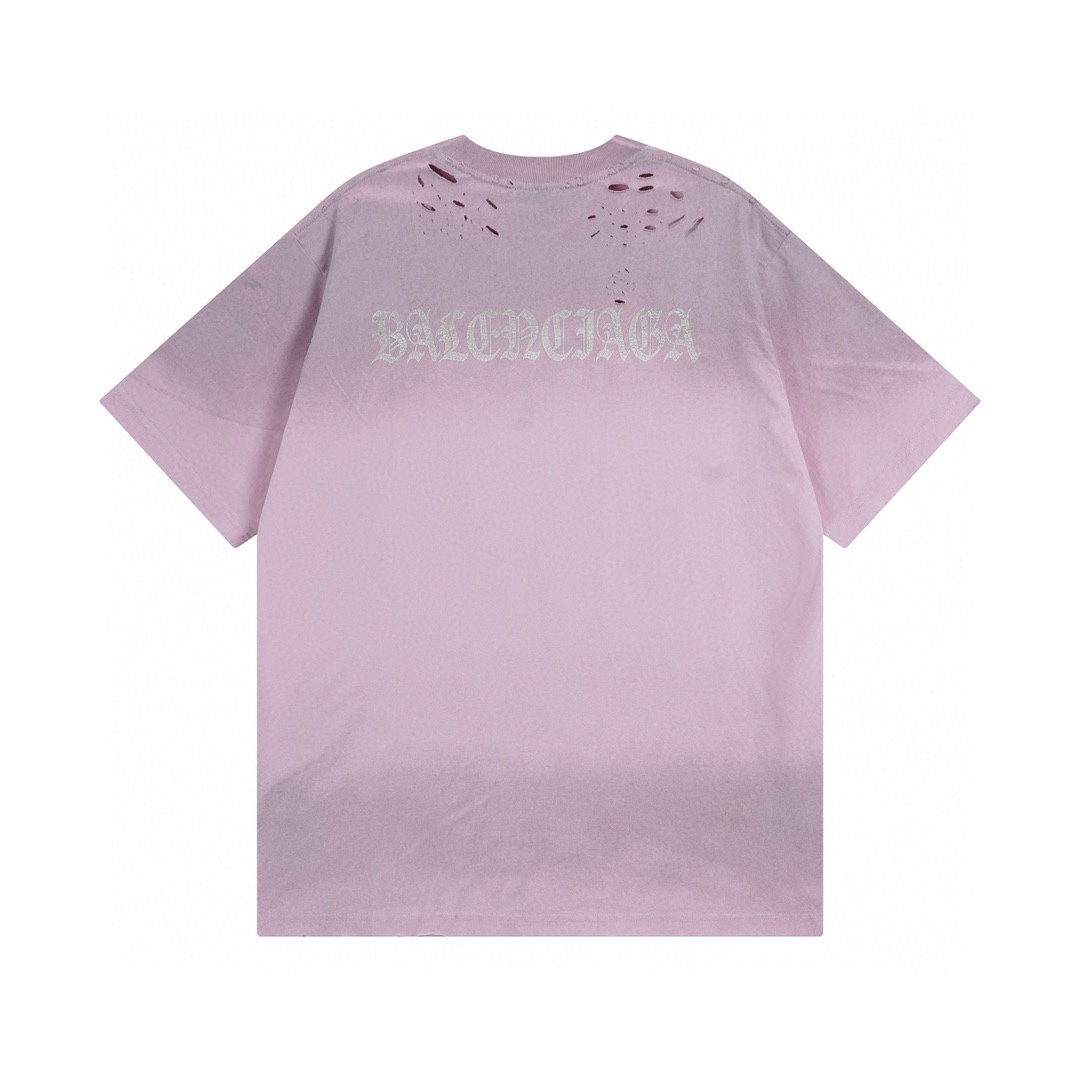 Balenciaga Clothing T-Shirt Black Pink White Unisex Short Sleeve