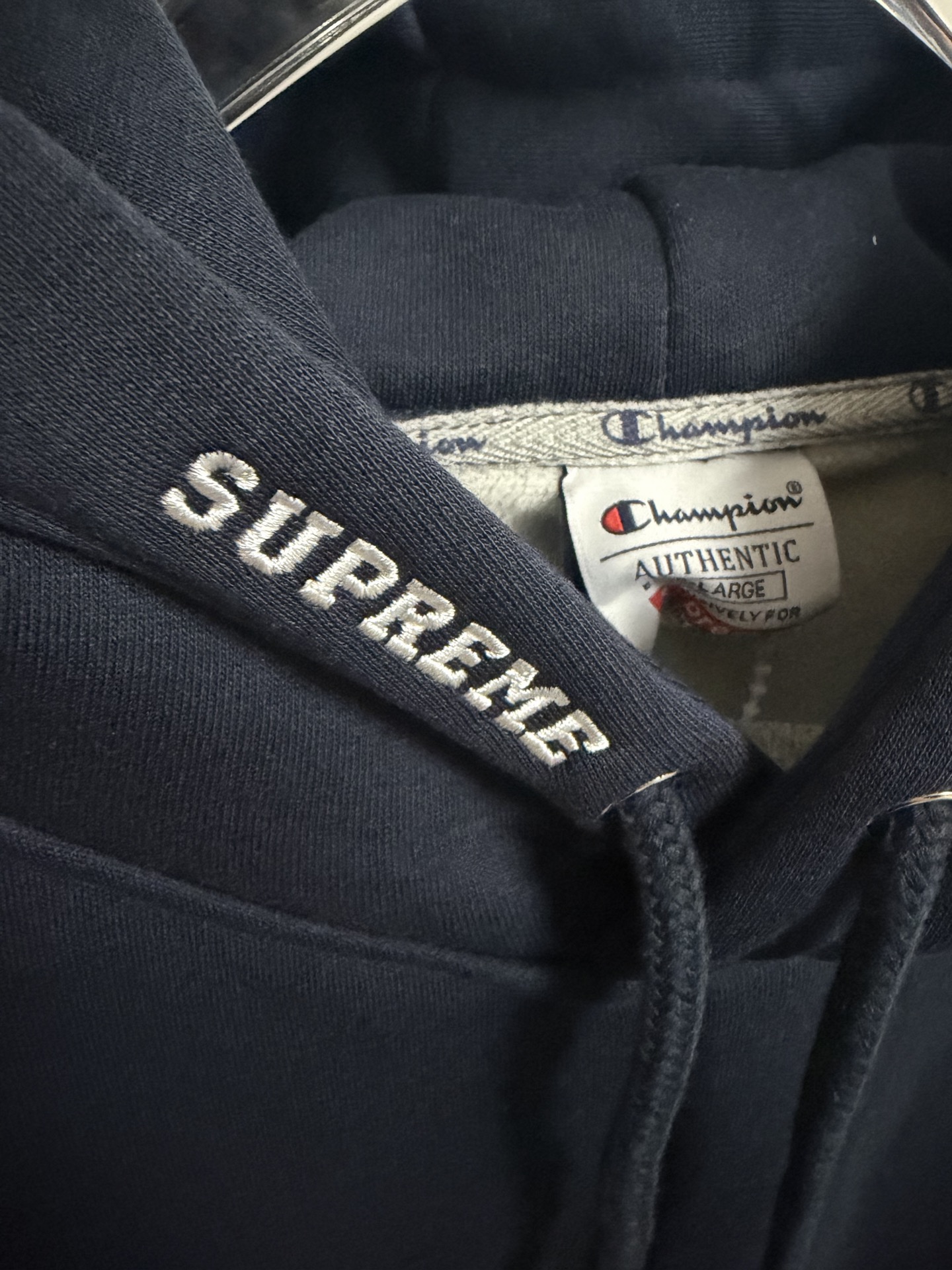 Champion/冠军 Supreme联名后背印花连帽外套 环保黑