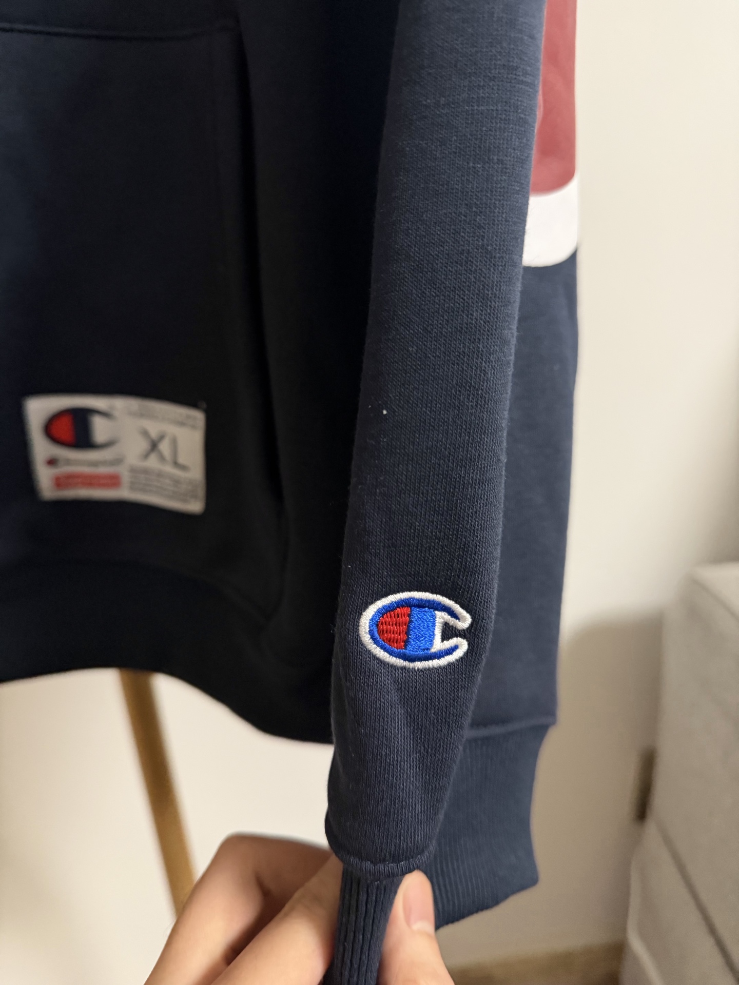 Champion/冠军 Supreme联名后背印花连帽外套 环保黑