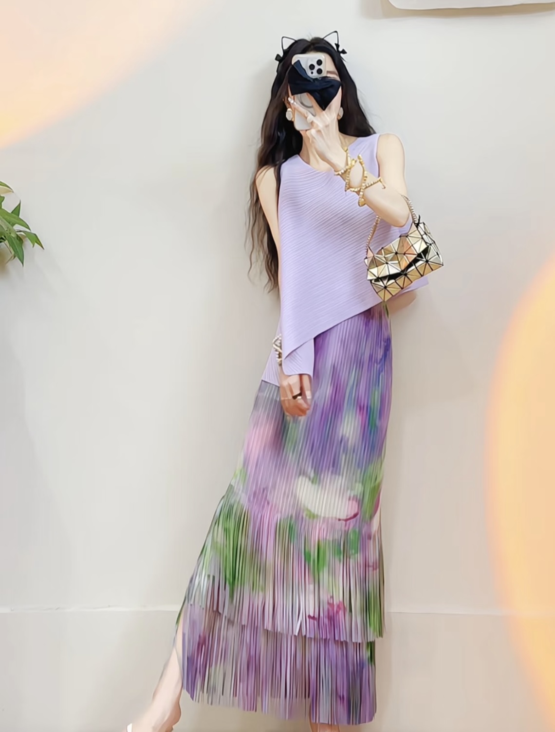 High-Quality Women’s Clothes Packed with Three Houses for Life: New Purple Double-Twirl-Trouble Skirts - 图片 1