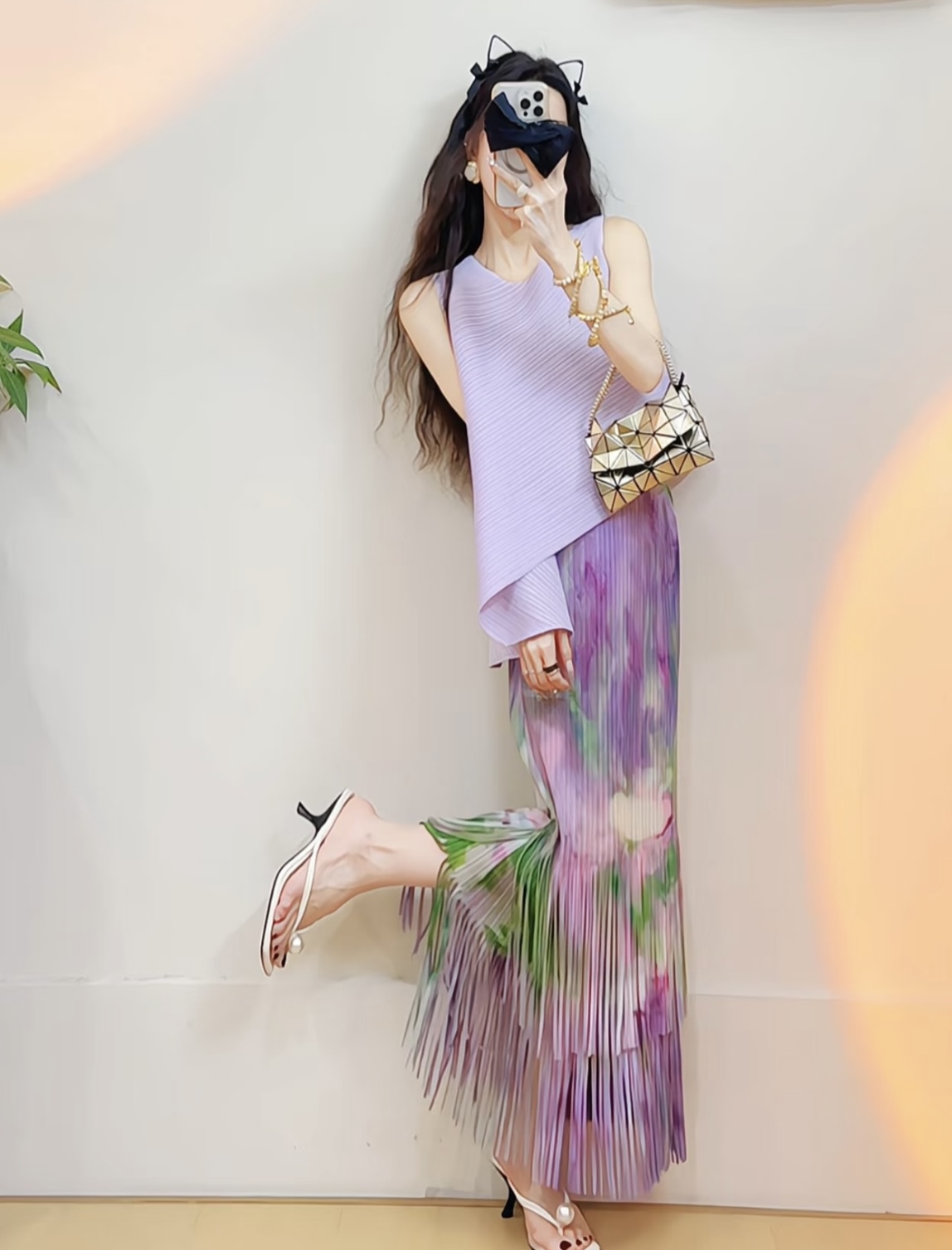 High-Quality Women’s Clothes Packed with Three Houses for Life: New Purple Double-Twirl-Trouble Skirts - 图片 2