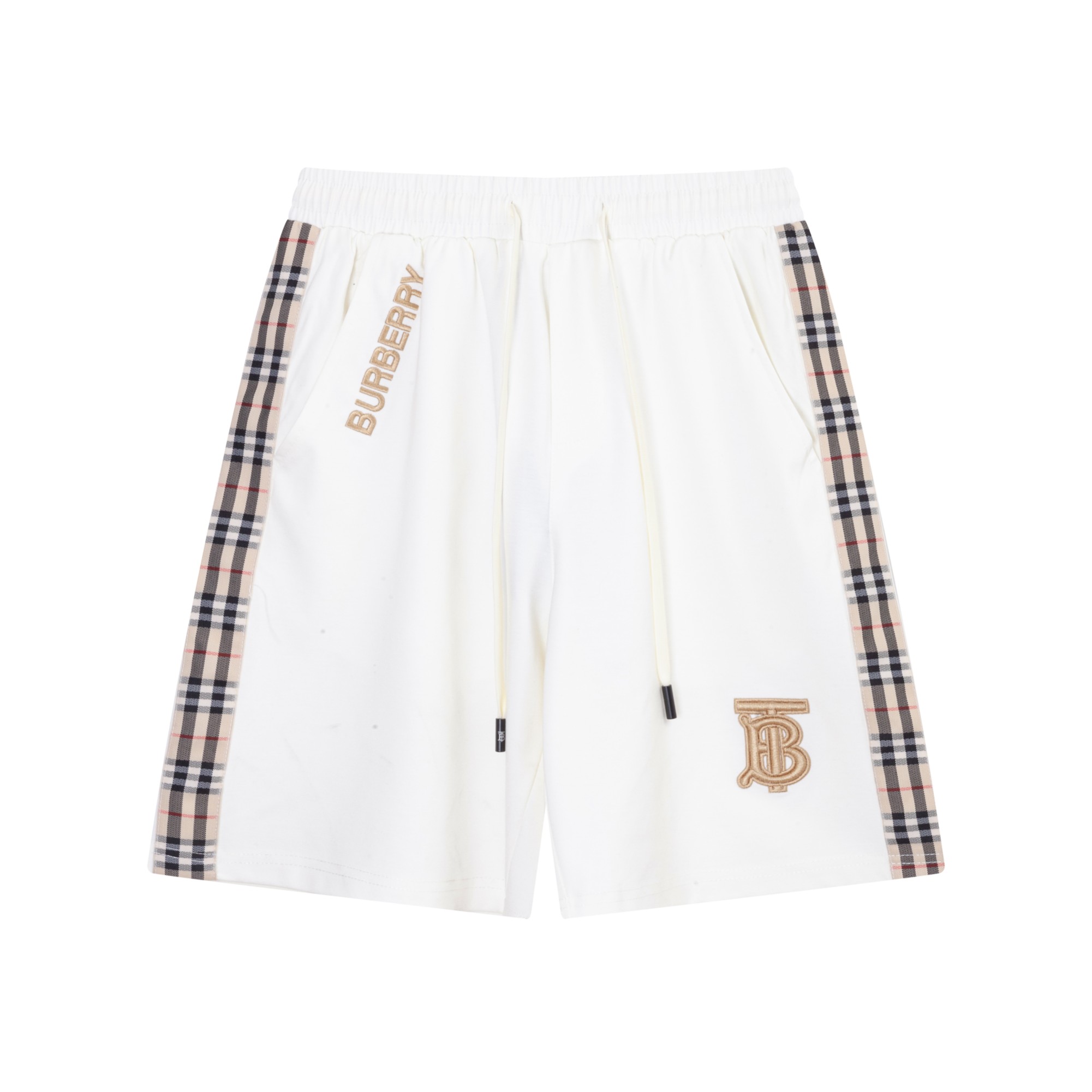 2024SS BBR 巴宝莉 Nuevos pantalones cortos de punto clásico, tela personalizada con tejido gofre, logo bordado con técnica…