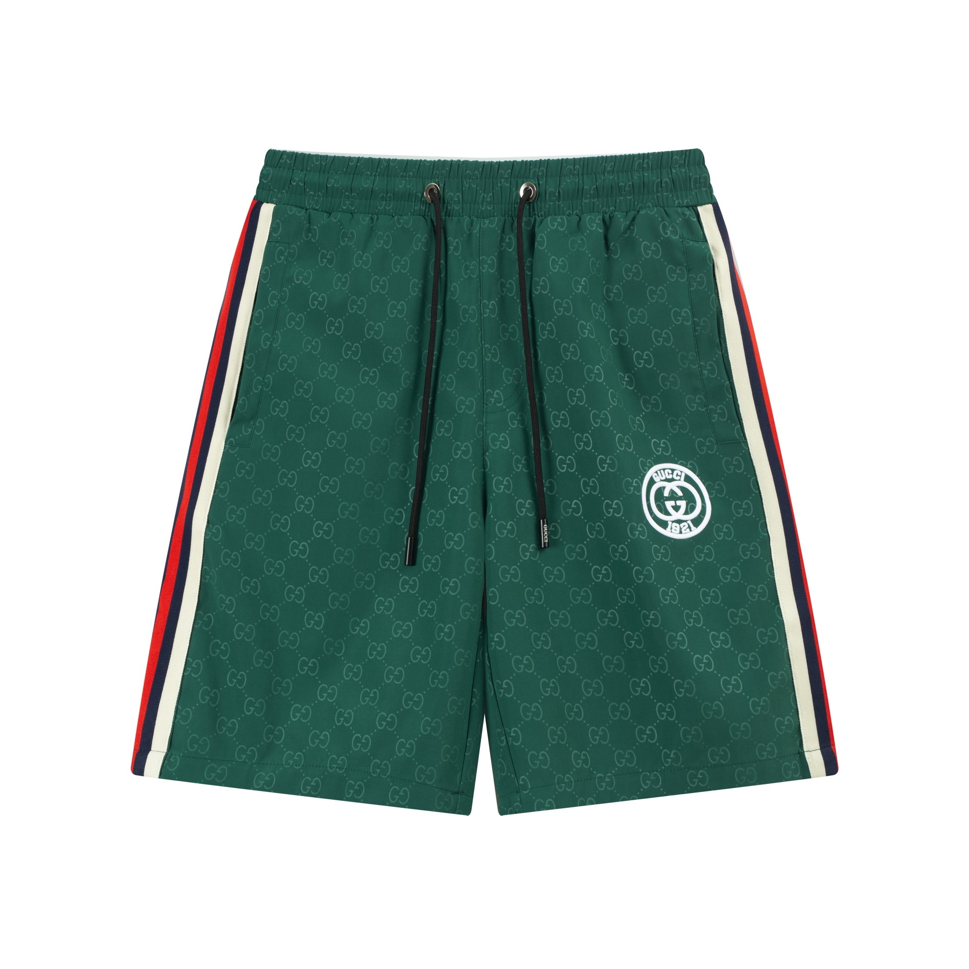 24SS GUCCI Gucci nuevos pantalones cortos de playa. Colores: negro-verde-blanco. Tallas: M-4XL