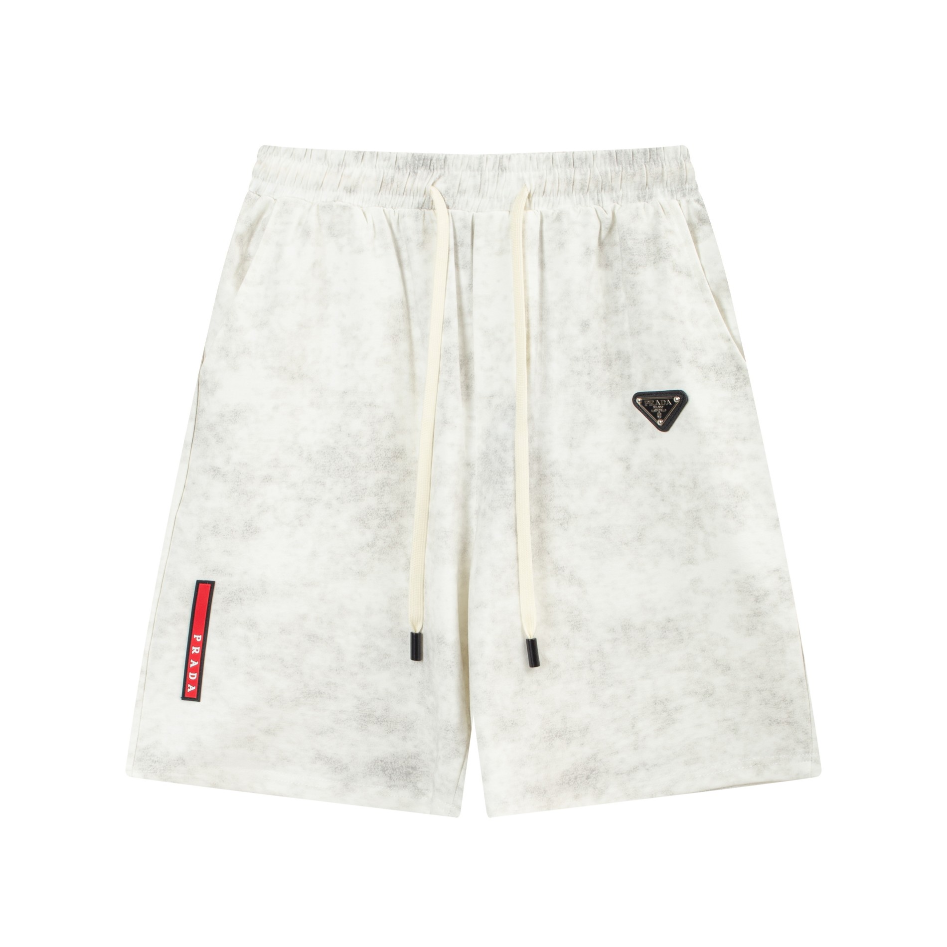 Prada 2024SS nueva temporada clásicos pantalones cortos de punto, tela personalizada con tejido gofre, lavado ácido ame…