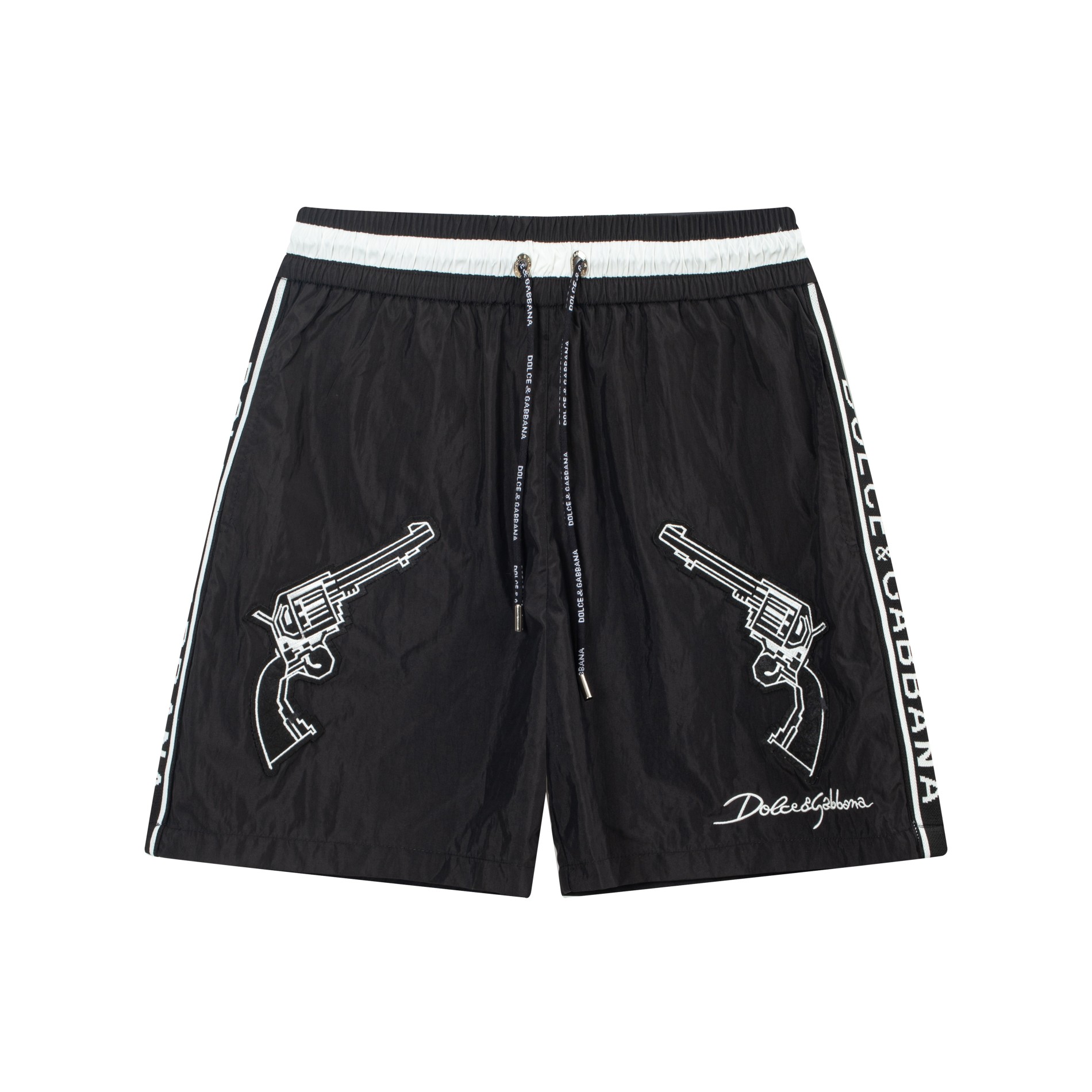 DG Dolce & Gabbana 2024 Verano Nuevo pantalones cortos de playa con bordado de doble pistola F y malla interior. Sincro…