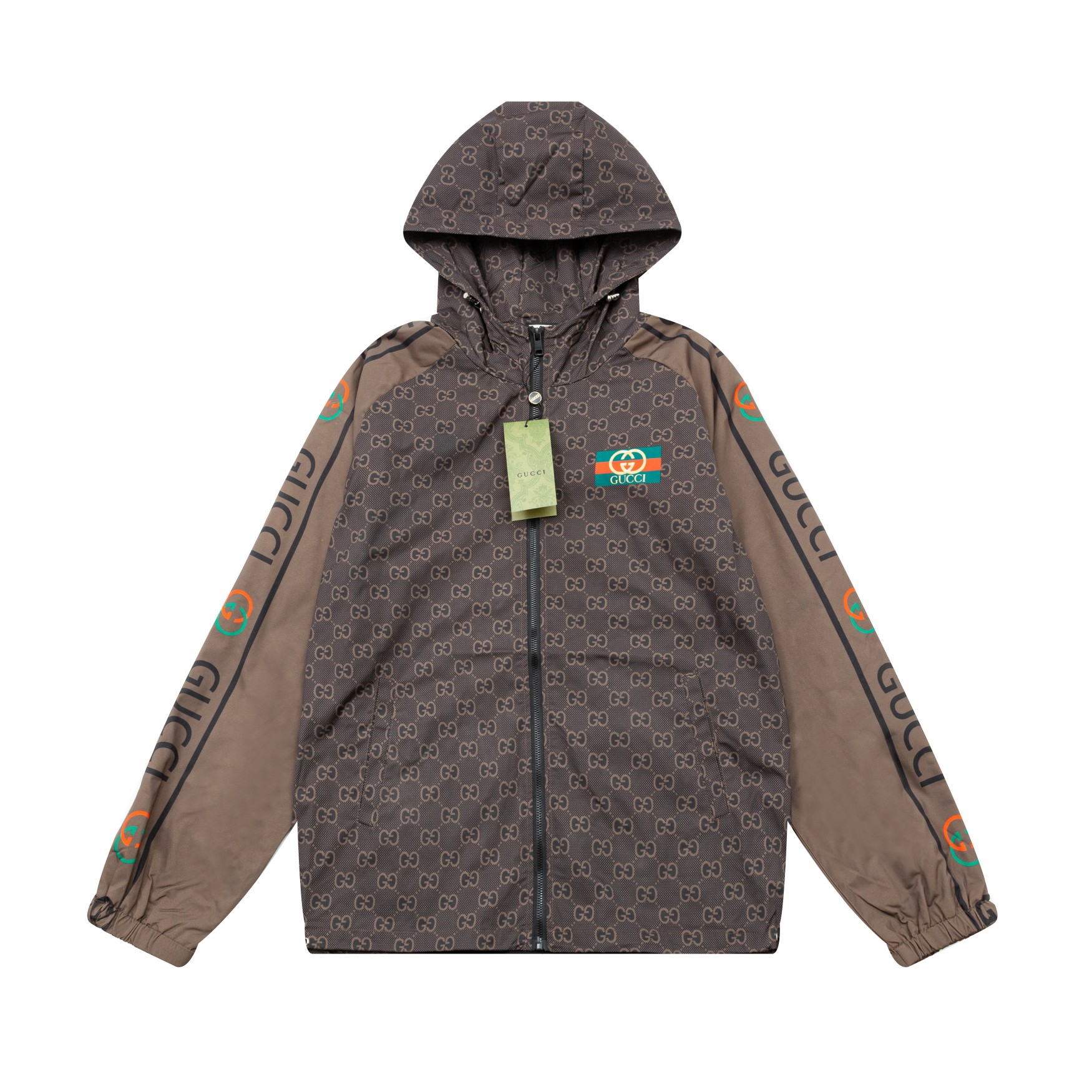 2024 Gucci GUCCl Nueva chaqueta cortavientos con capucha para principios de otoño, sincronizada con la web oficial, dob…