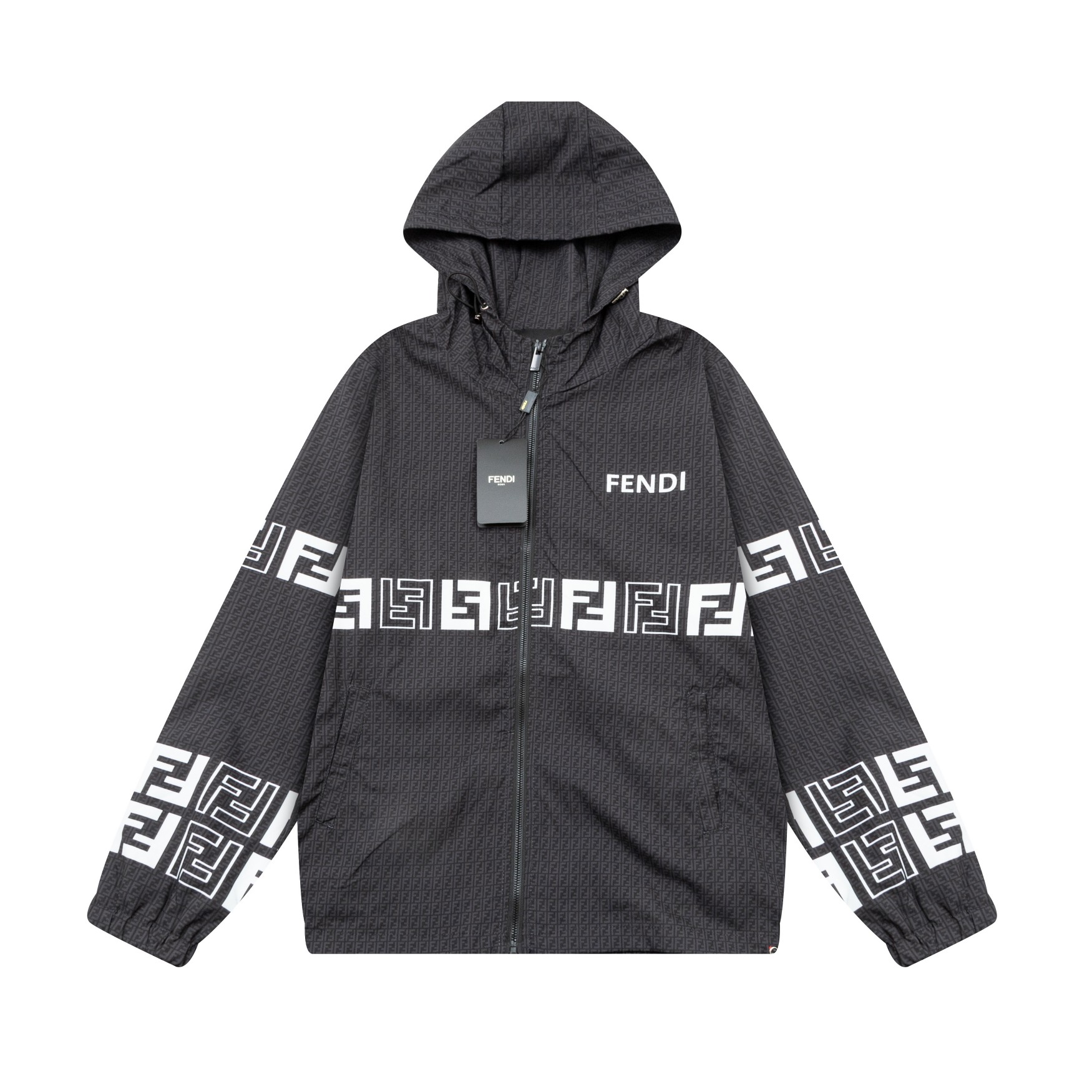 Chaqueta cortavientos con capucha de FENDI de la nueva colección de principios de otoño 2024, sincronizada co…