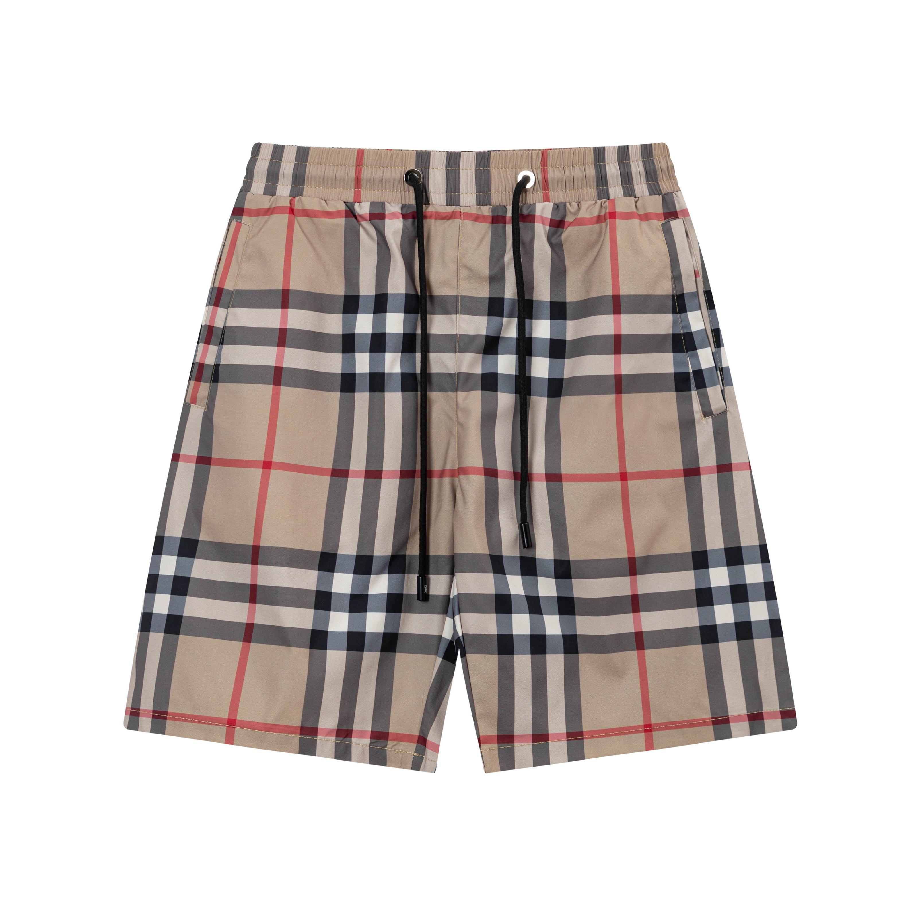 Pantalones cortos de playa de secado rápido de Burberry 2025, tela personalizada, logo de cuadros artesanal. Corte ajus…