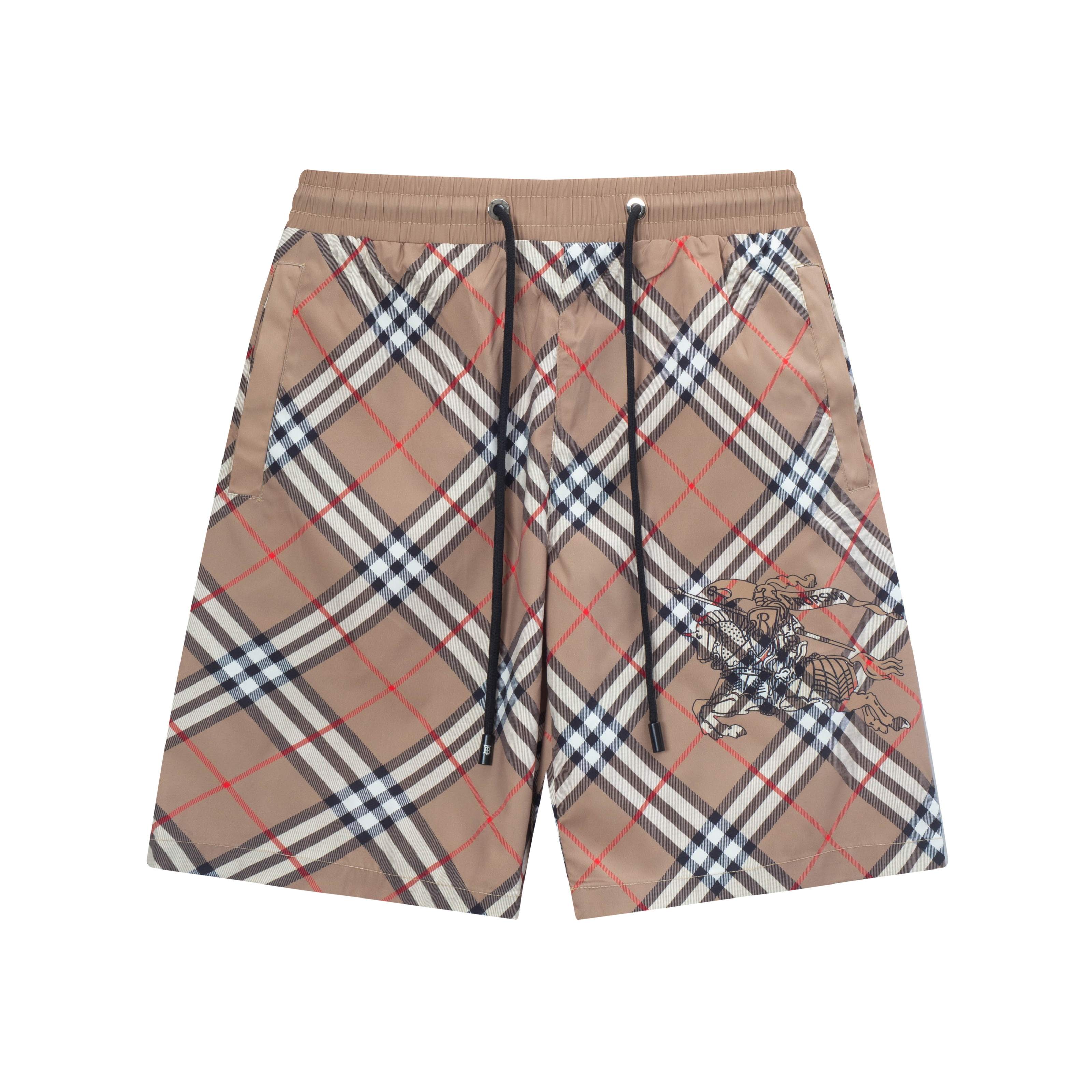 Pantalones cortos de playa de secado rápido de Burberry 2025, tela personalizada, logo de cuadros y caballo de batalla …