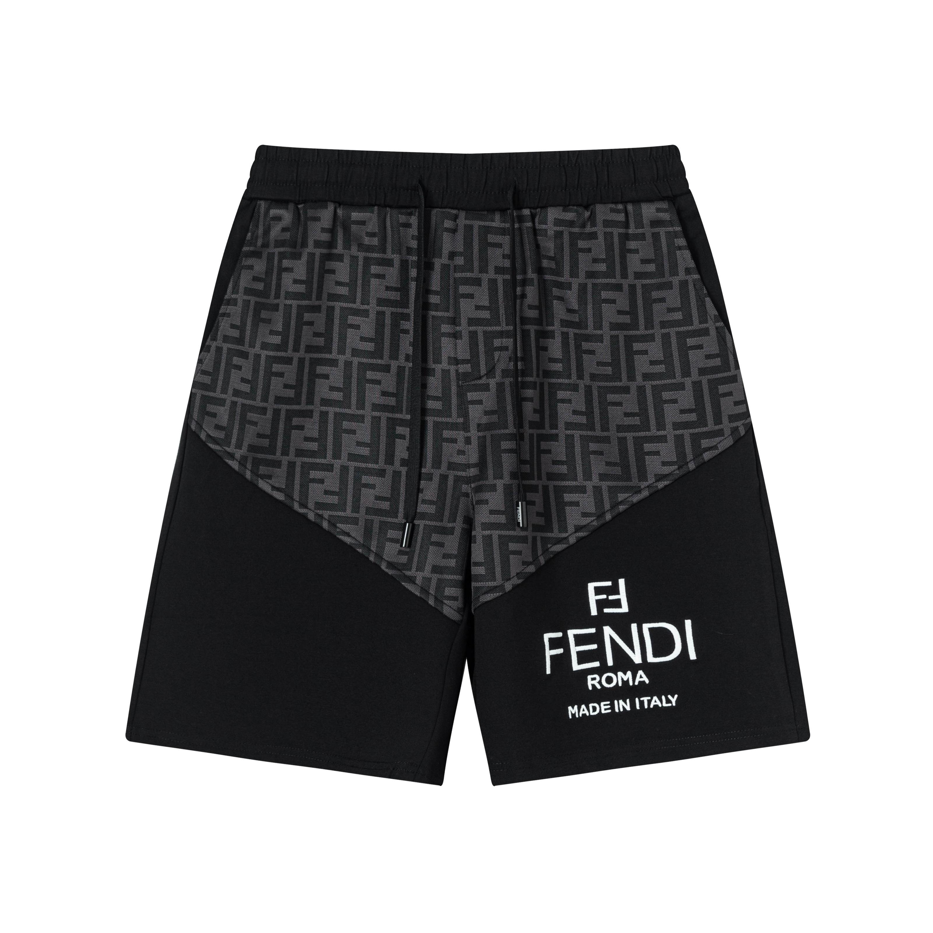 Pantalones cortos de punto FENDI Fendi 2025 nuevos, tejido personalizado, técnica de punto, logo impreso. Corte ajustad…