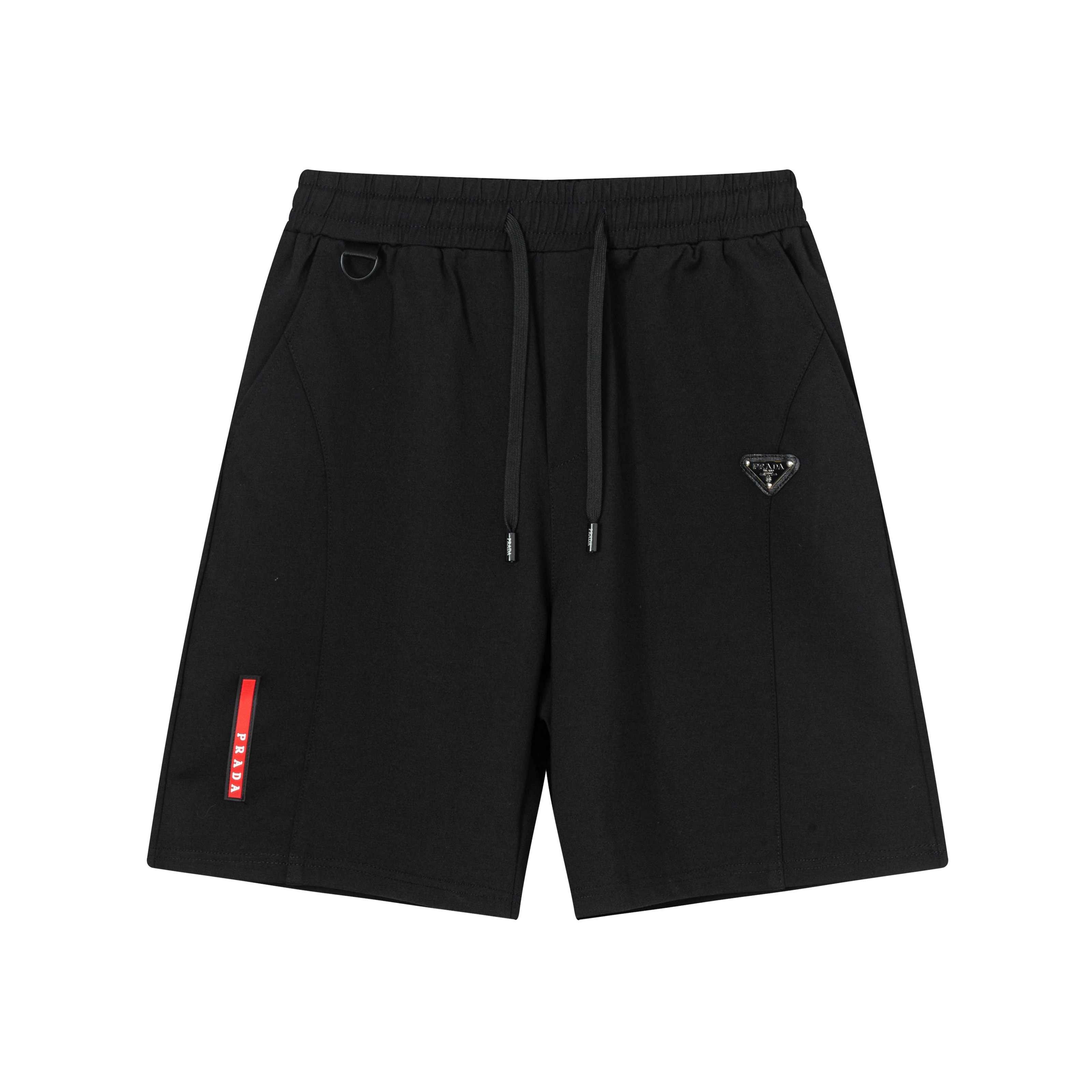 2025 PRADA Nuevos pantalones cortos de punto, telas personalizadas, logotipo clásico de cremallera triangular. La versi…