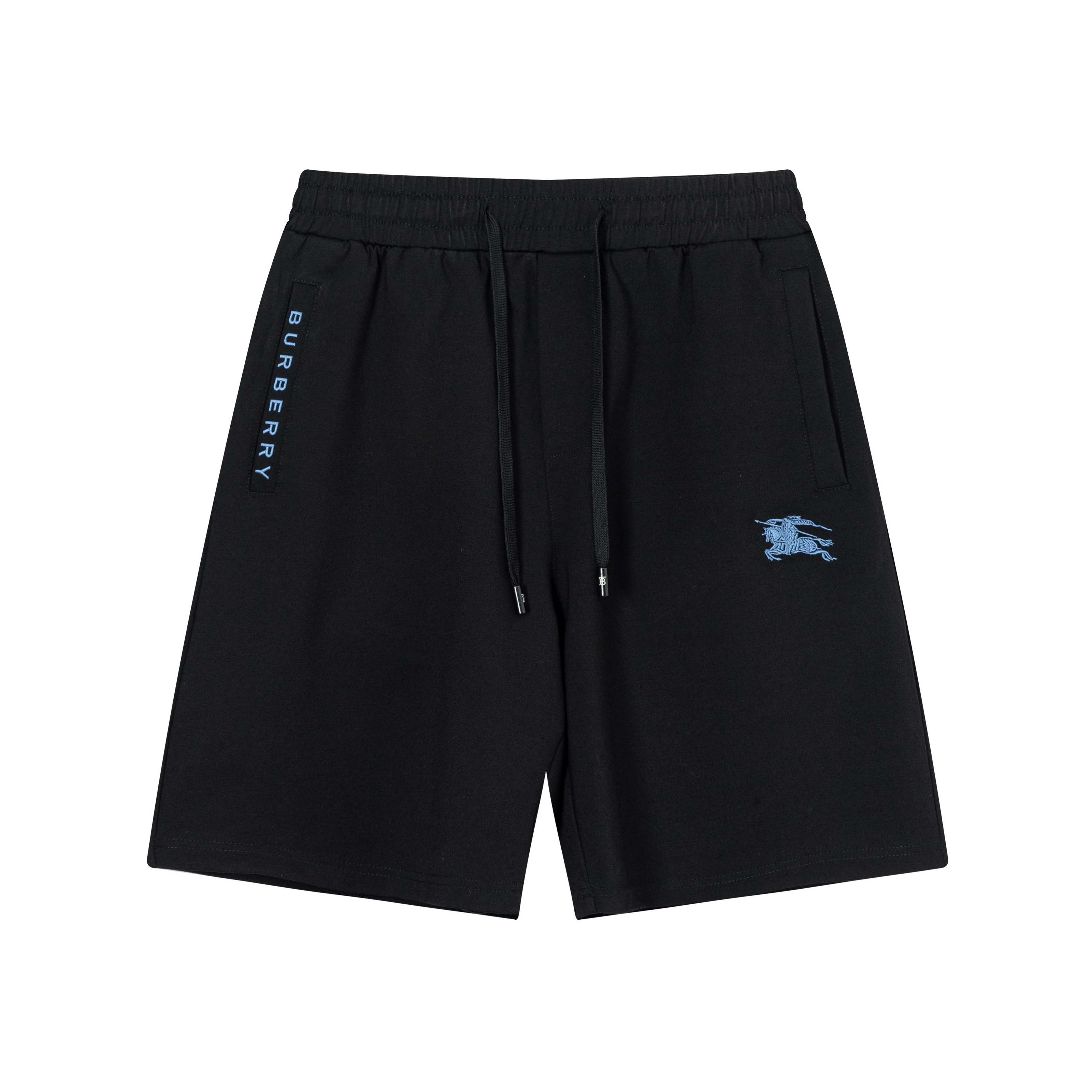 2025 BURBERRY 巴宝莉 Nuevos pantalones cortos de punto, tela personalizada, logo bordado con técnica de punto. Corte ajust…