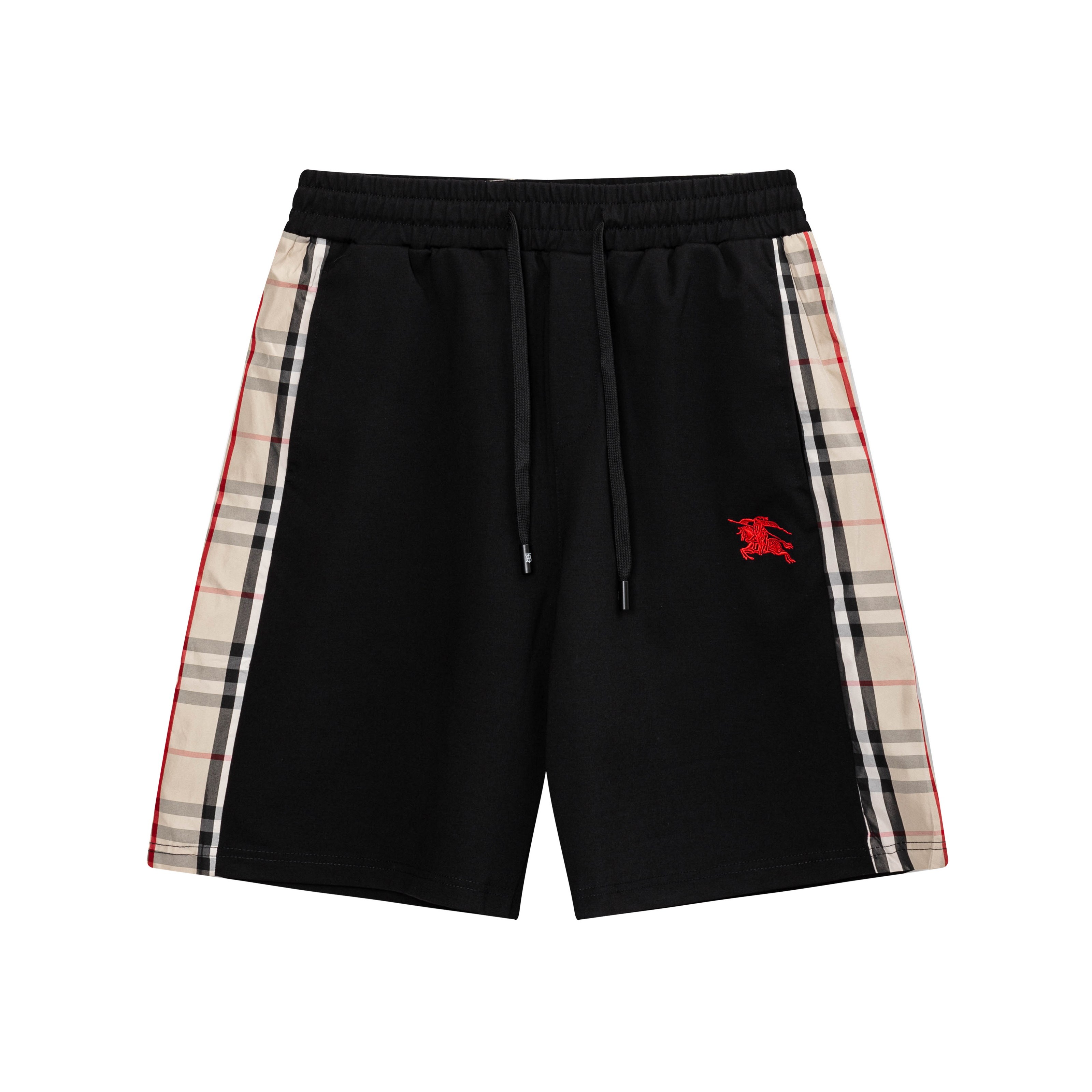 2025 BURBERRY 巴宝莉 Nuevos pantalones cortos de punto, tela personalizada, logo bordado con técnica de punto. Corte ajust…