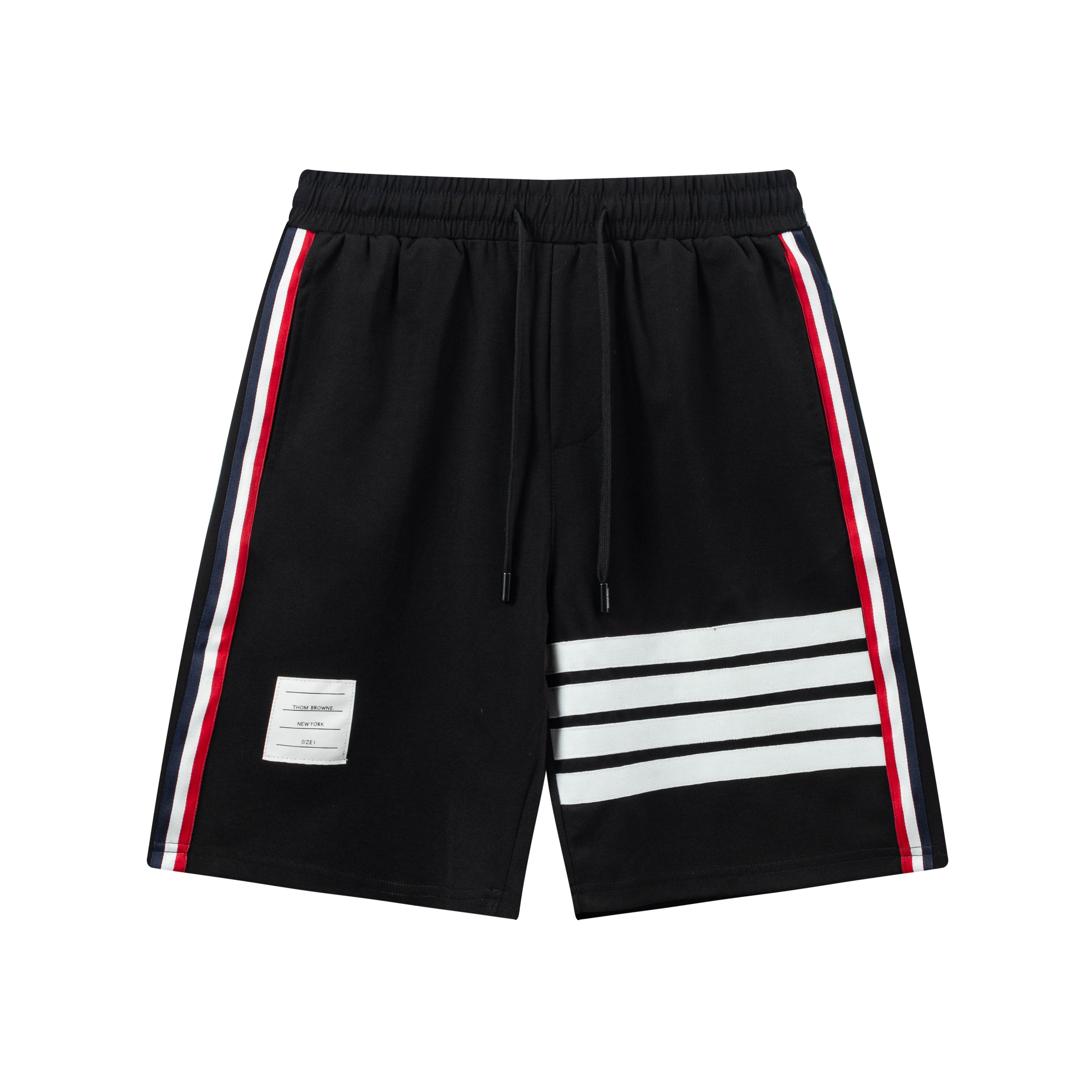 Pantalones cortos de punto nuevos TB 2025, tela personalizada, artesanía clásica con tres franjas de color, corte ajust…