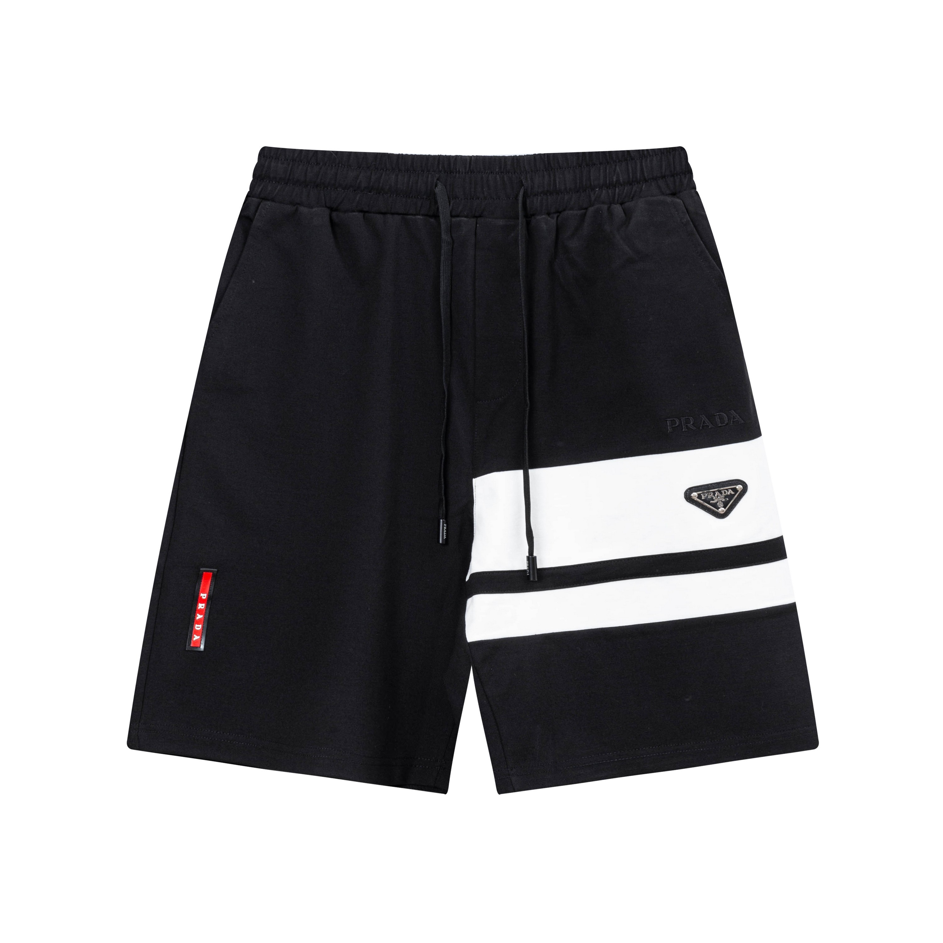 2025 PRADA Nuevos pantalones cortos de punto, telas personalizadas, logotipo clásico de cremallera triangular. La versi…