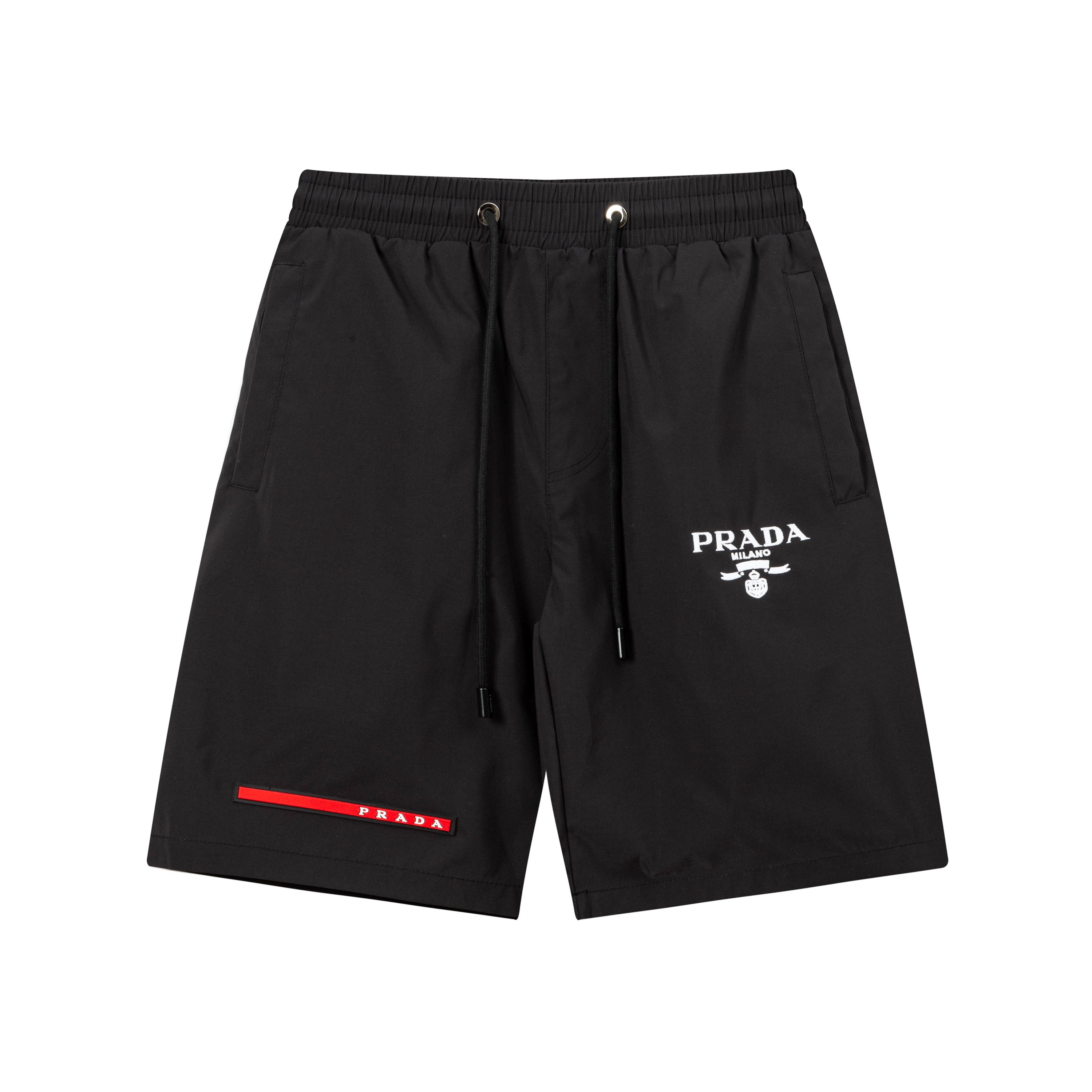 2025 PRADA Nuevos pantalones cortos de playa de secado rápido, telas personalizadas, logotipo clásico de cremallera tri…