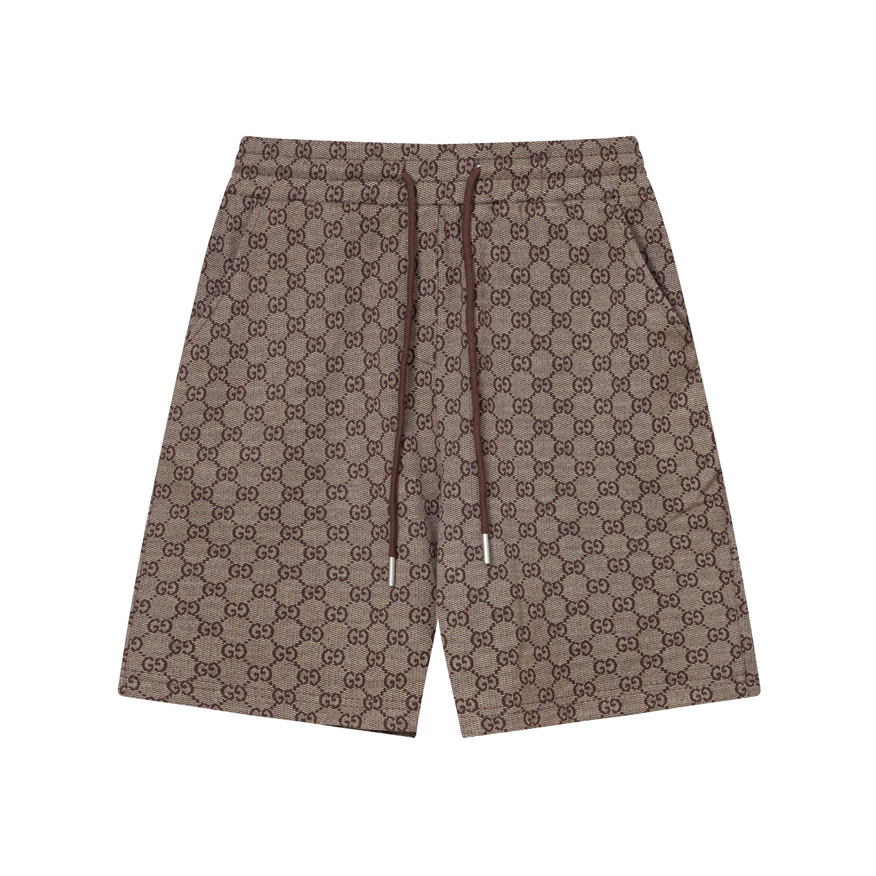 Gucchi GUCCI 2025 High-Density Knitting Shorts with Strong Gold Thongs.