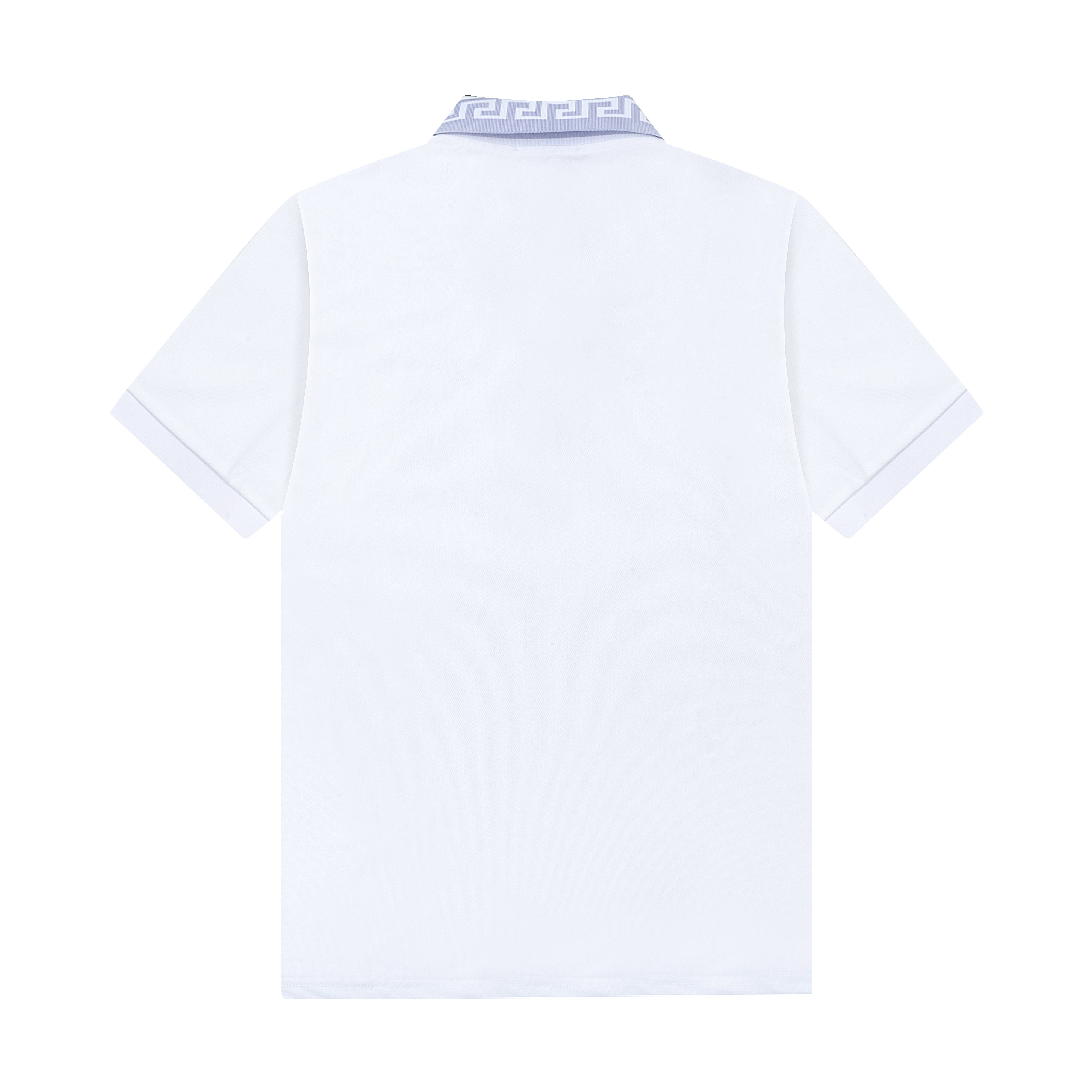 High-Quality Versace Polo Shirts with Gorretex Logo Buttons in White and Light Blue - 图片 2