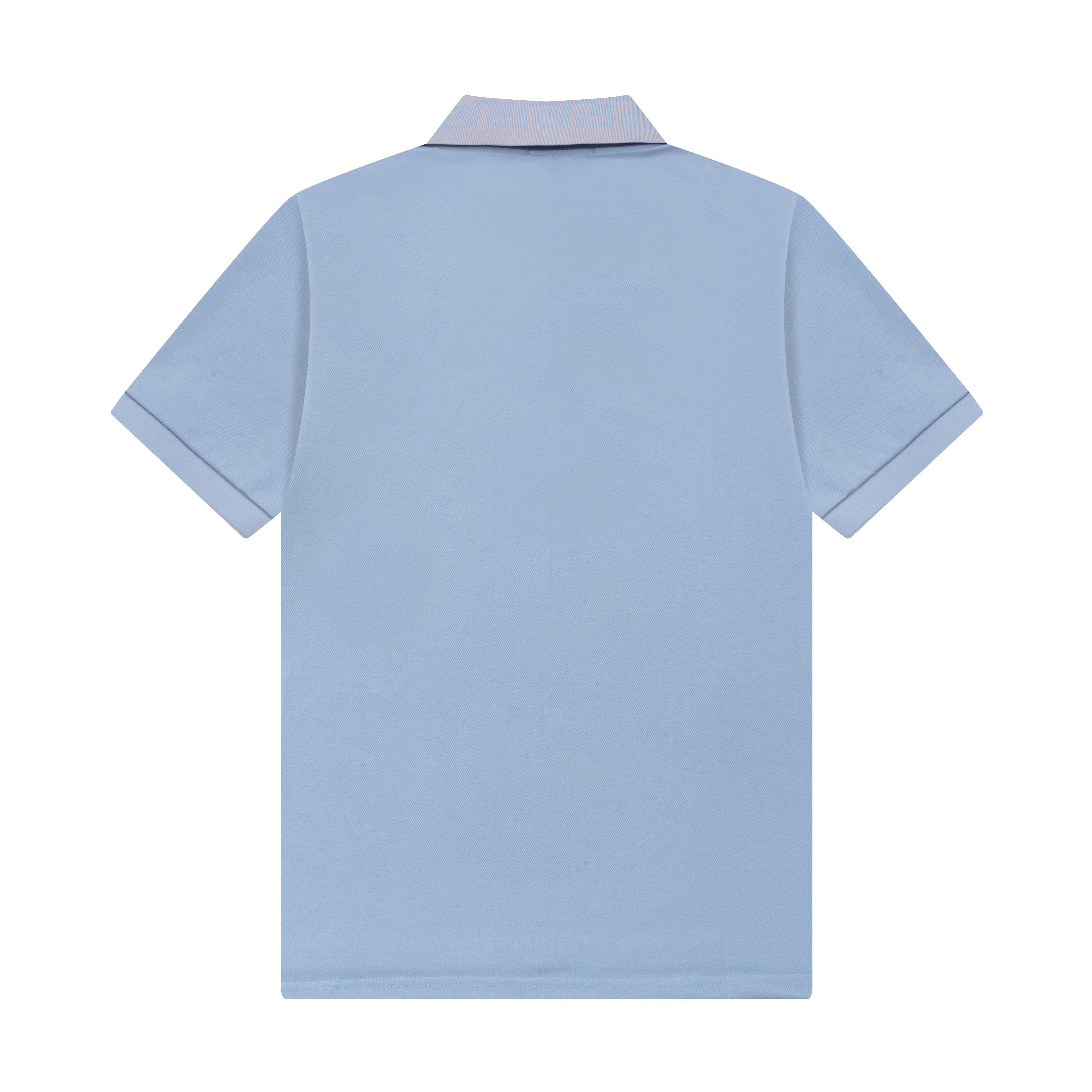 High-Quality Versace Polo Shirts with Gorretex Logo Buttons in White and Light Blue. - 图片 2
