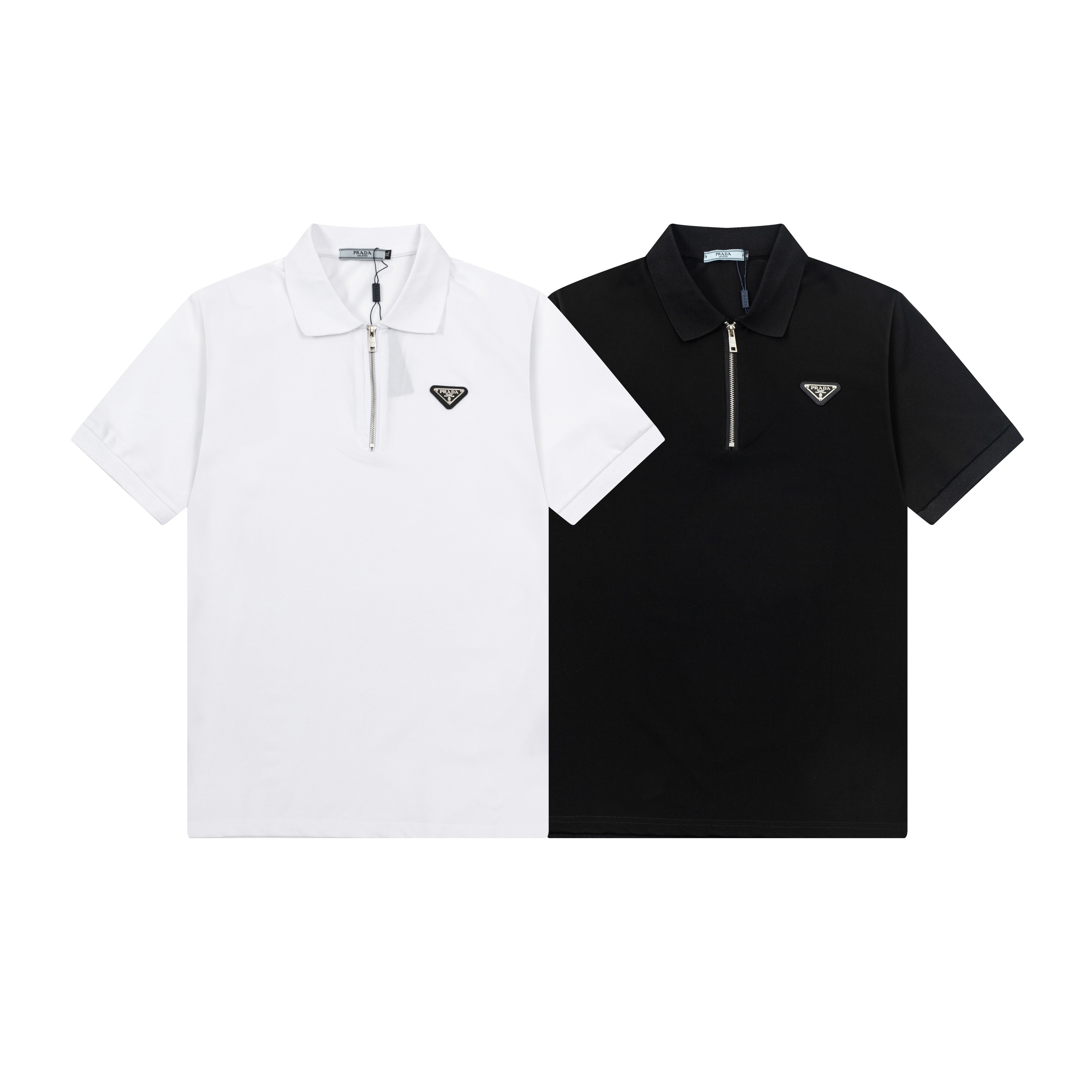 New 2025 Prada POLO Shirts with Gorretex Logo Buttons in White and Black, Sizes M-3XL - 图片 9