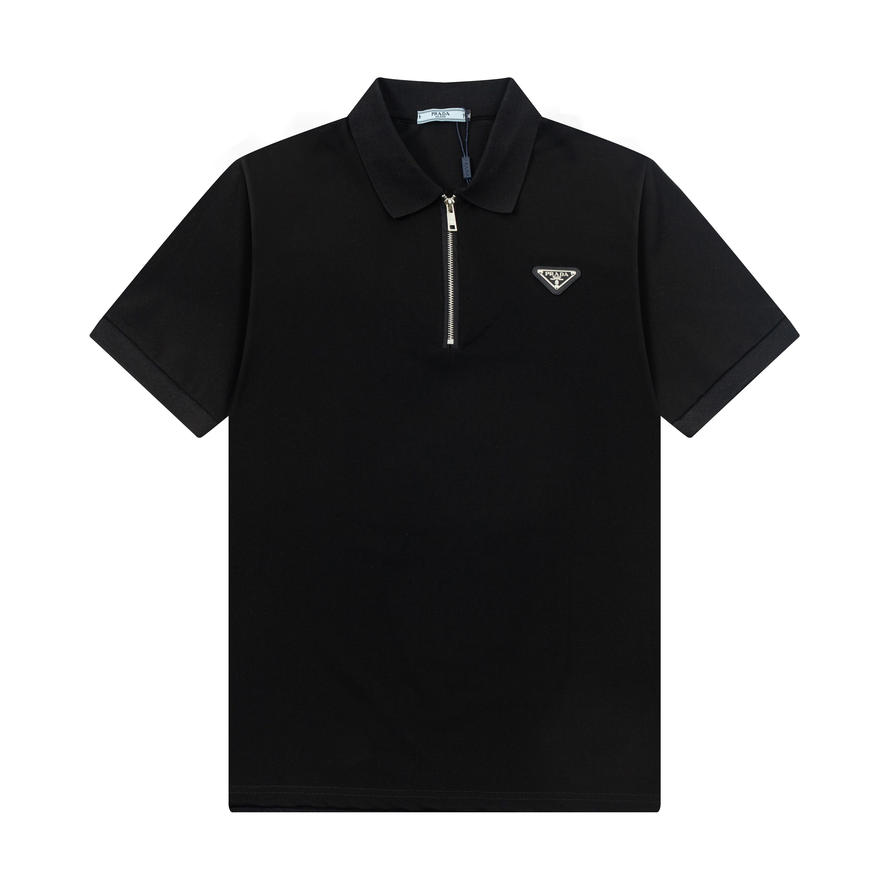 New 2025 Prada POLO Shirts with Gorretex Logo Buttons in White and Black, Sizes M-3XL - 图片 1