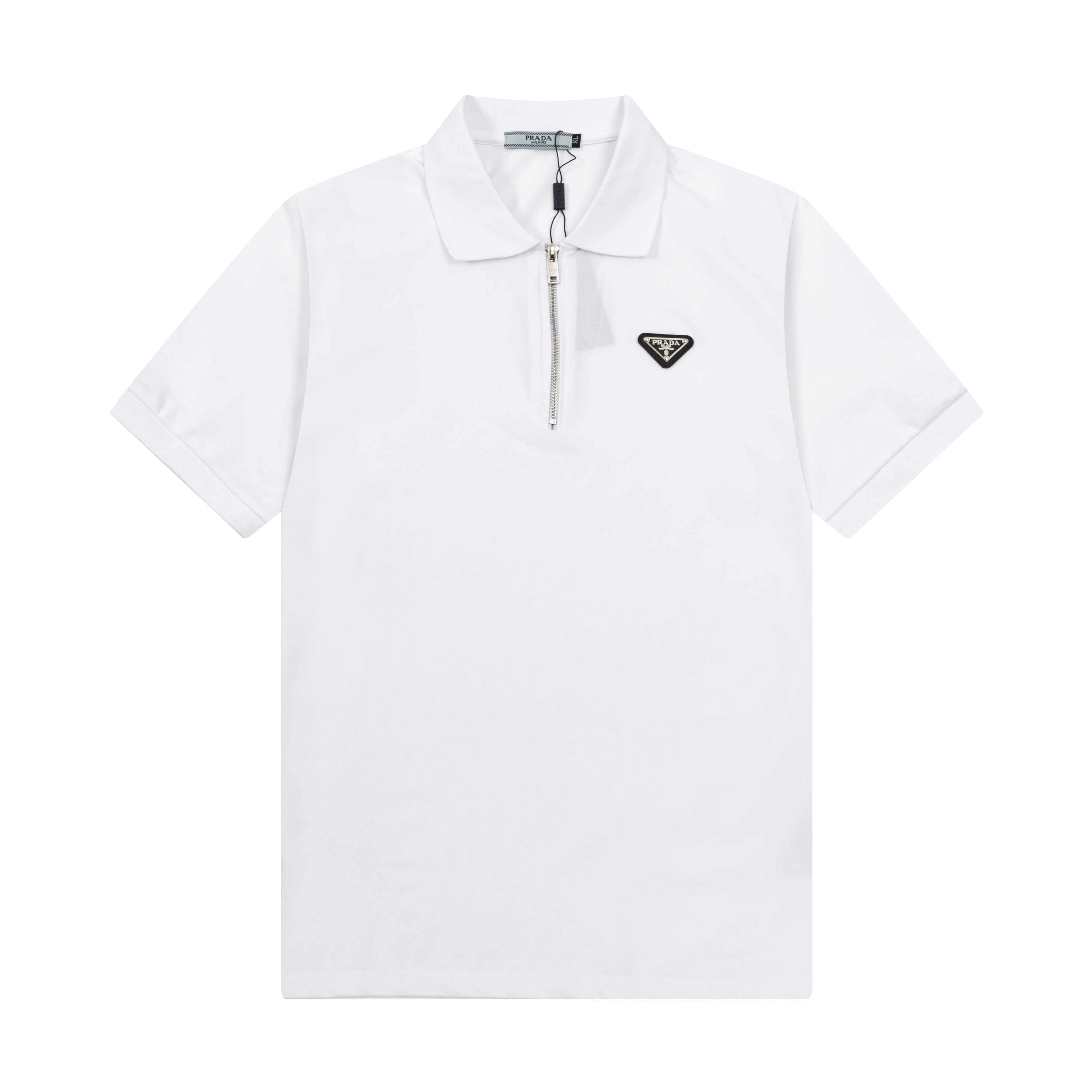 High-Quality Prada Polo Shirts with Gorretex Logo Buttons in White and Black, 2025 Collection. - 图片 1