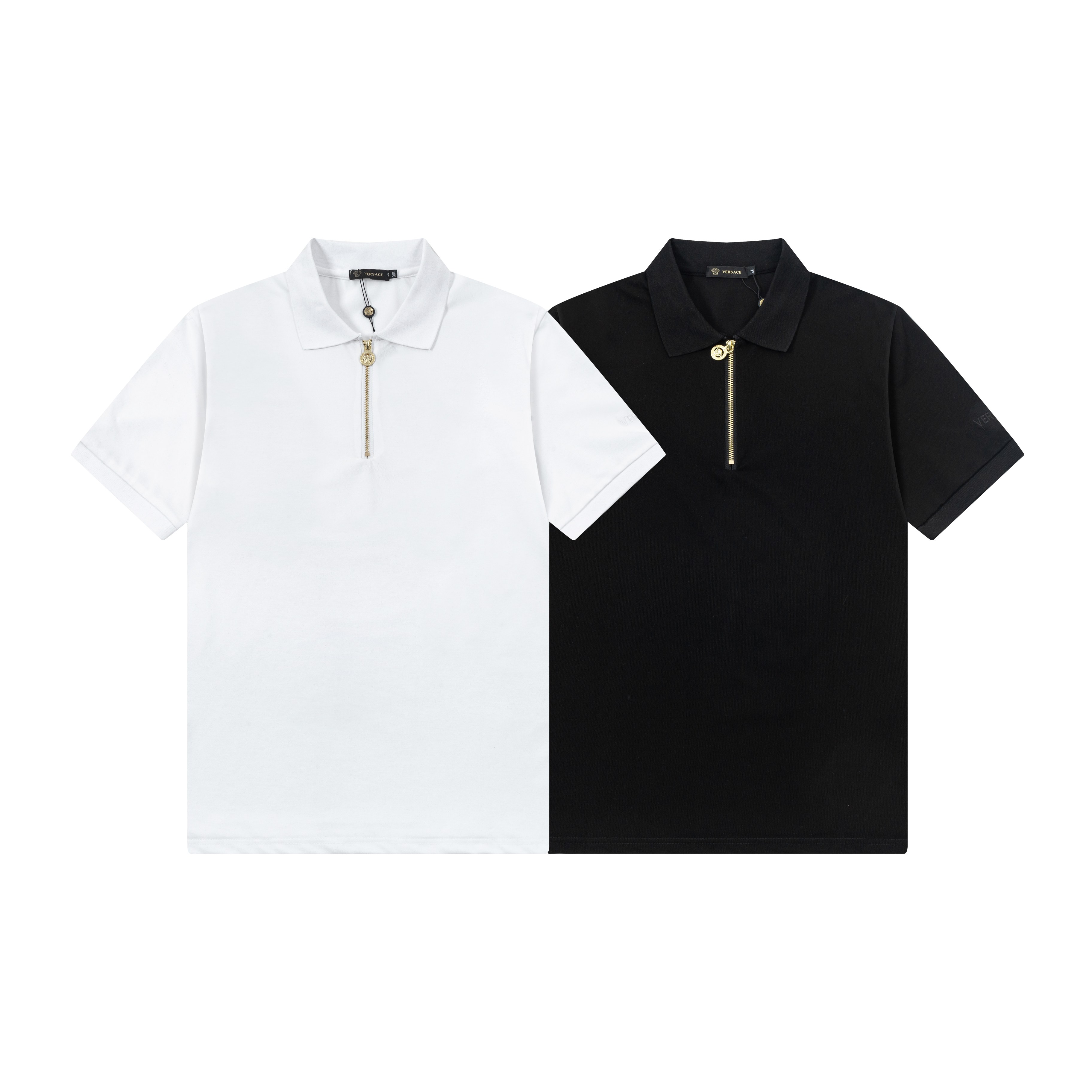 High-Quality Versace POLO Shirts with Gorretex Logo Buttons in White and Black - 图片 9