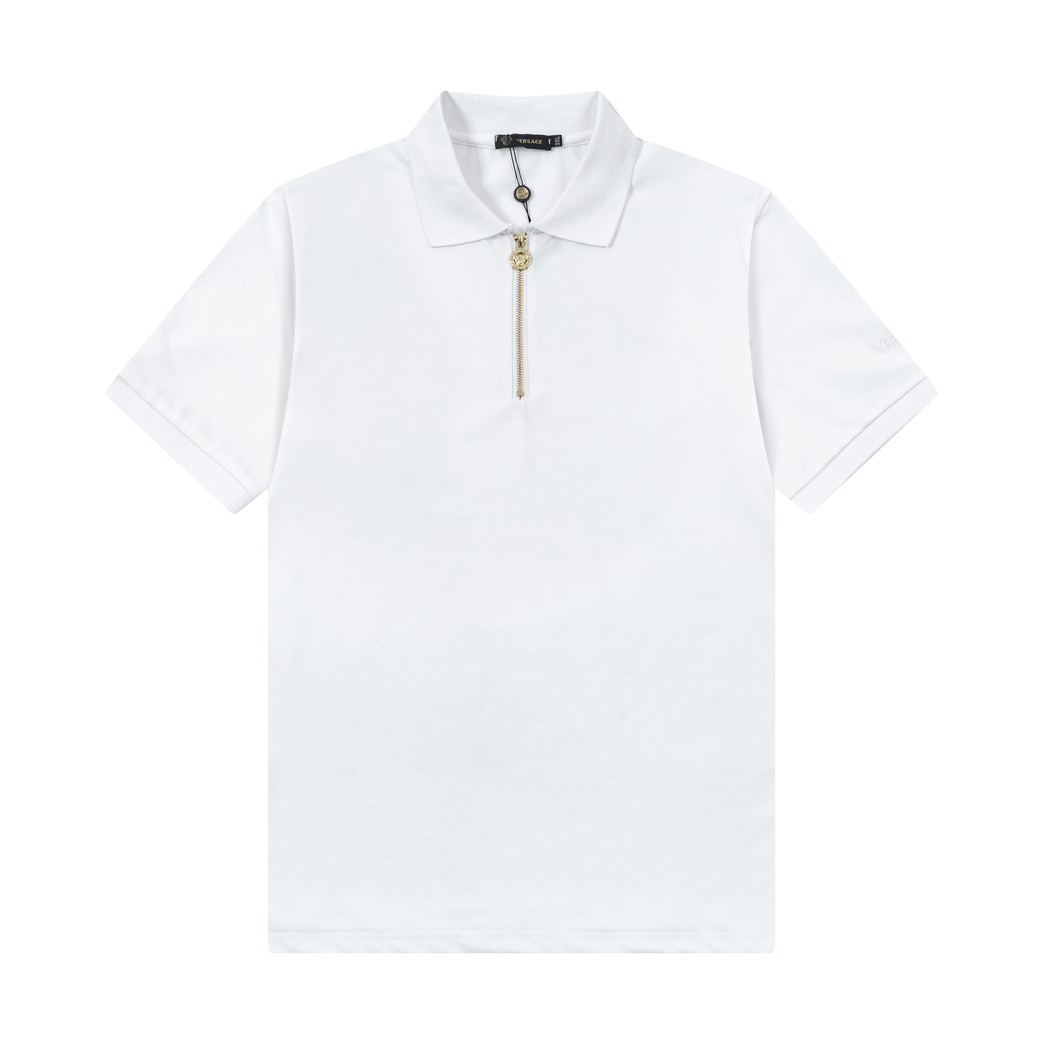 High-Quality Versace Polo Shirts with Gorretex Logo Buttons in White and Black Sizes M-3XL - 图片 1