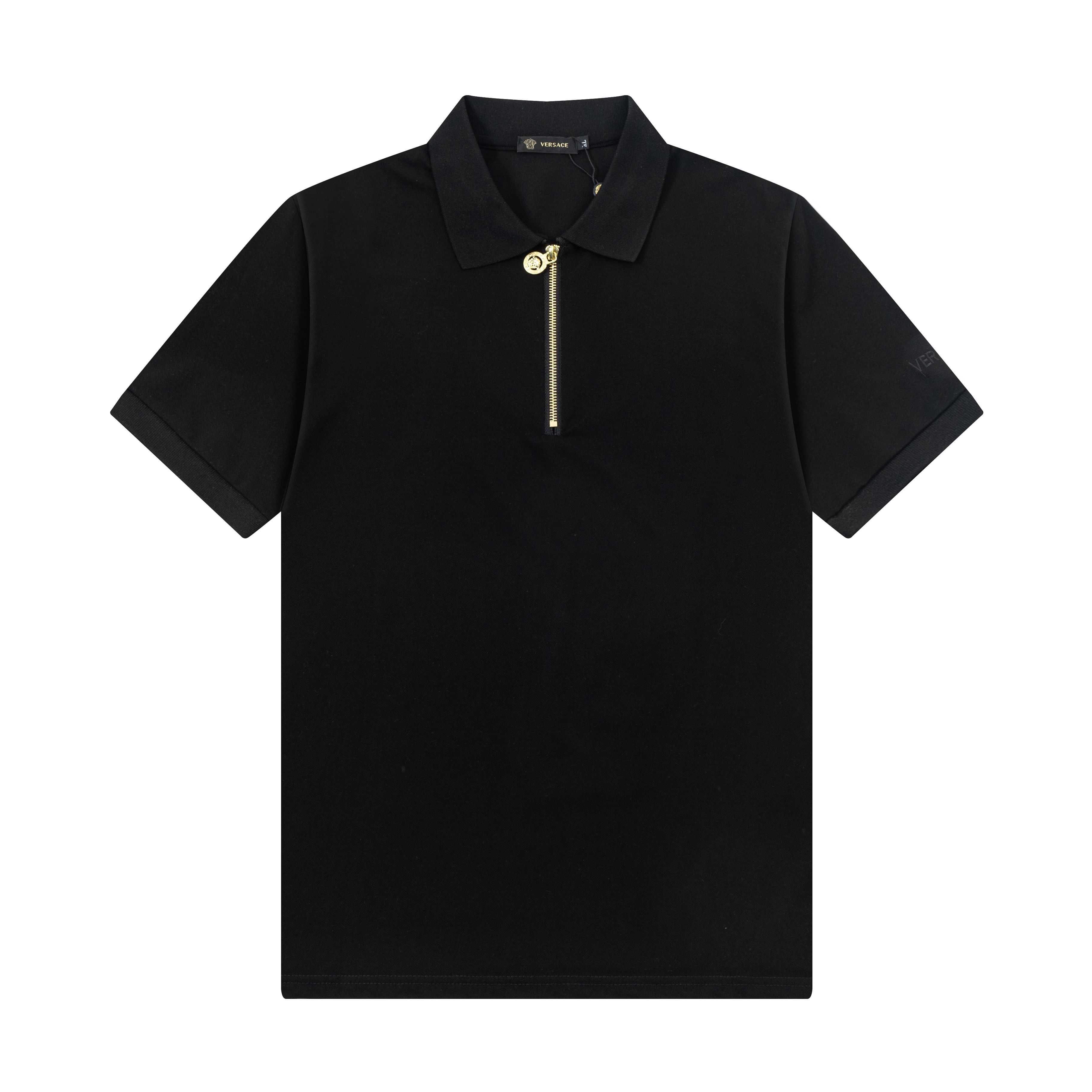 High-Quality Versace POLO Shirts with Gorretex Logo Buttons in White and Black