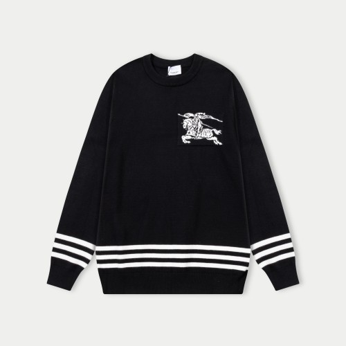 Burberry Wool Sweater with Equestrian Knight Design, Black and White 1 Burberry Wool Sweater with Equestrian Knight Design, Black and White