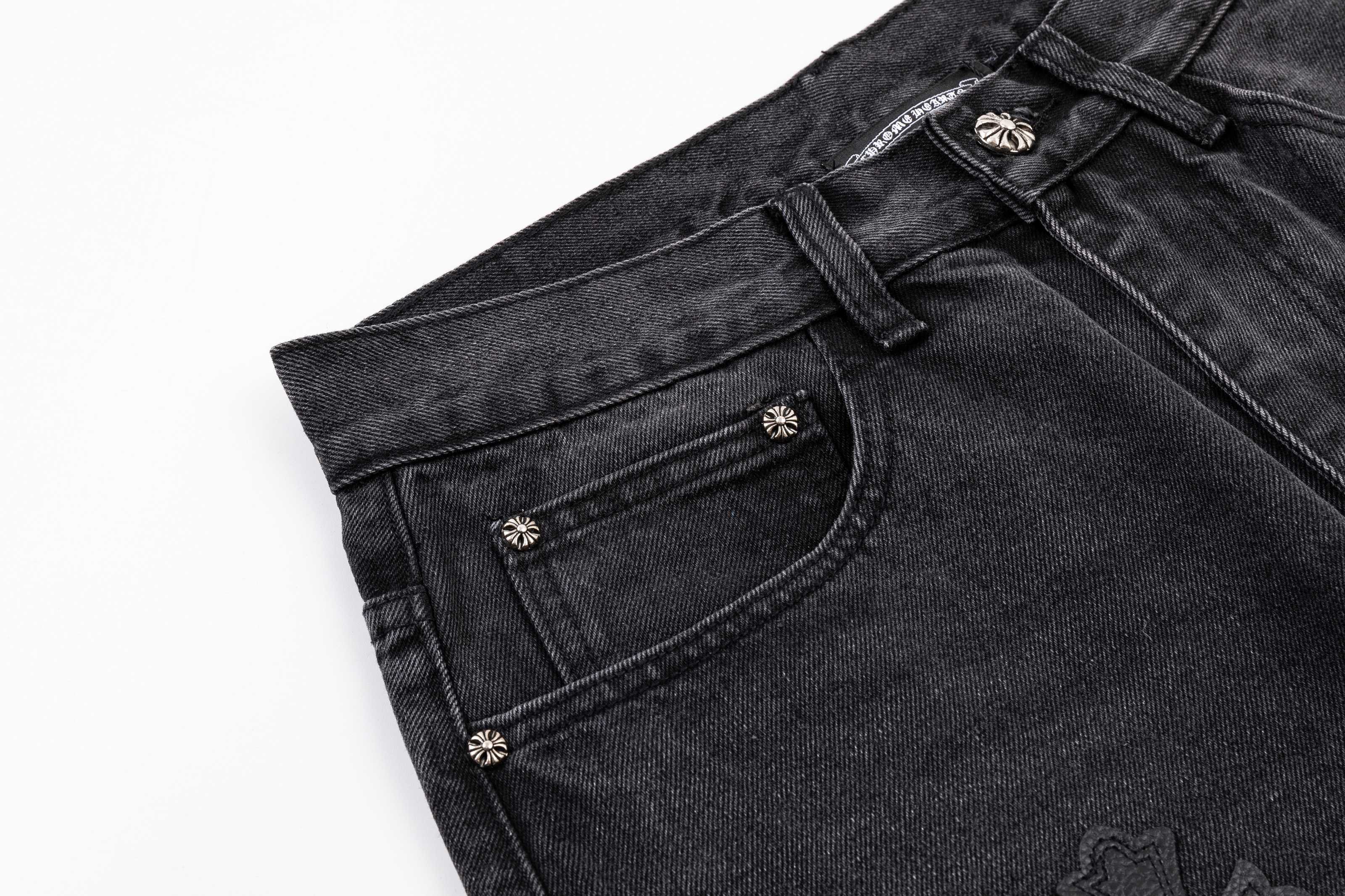 Chrome Hearts Black Cross Patch Wide Leg Jeans