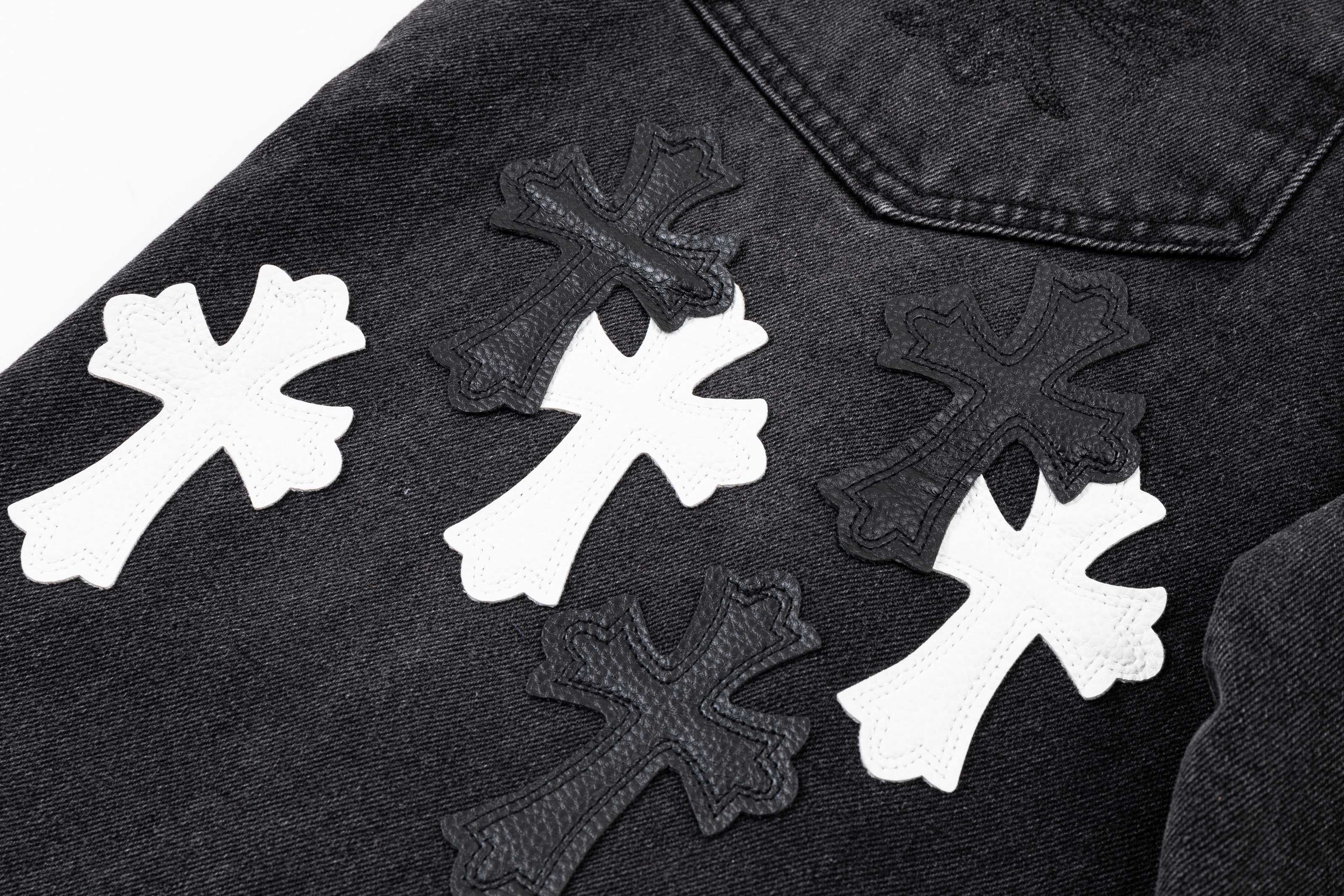 Chrome Hearts Black Cross Patch Wide Leg Jeans