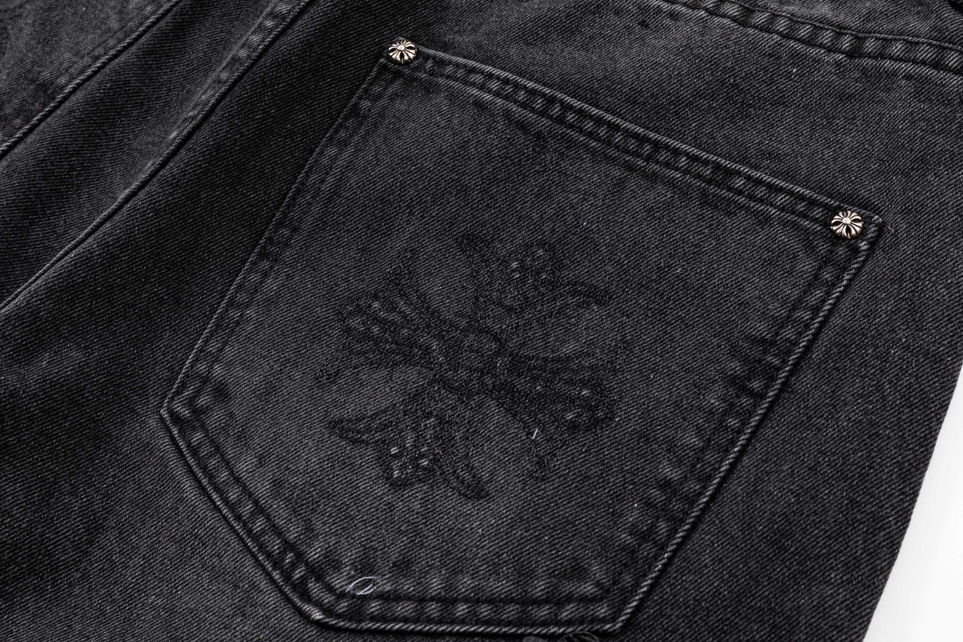 Chrome Hearts Black Cross Patch Wide Leg Jeans