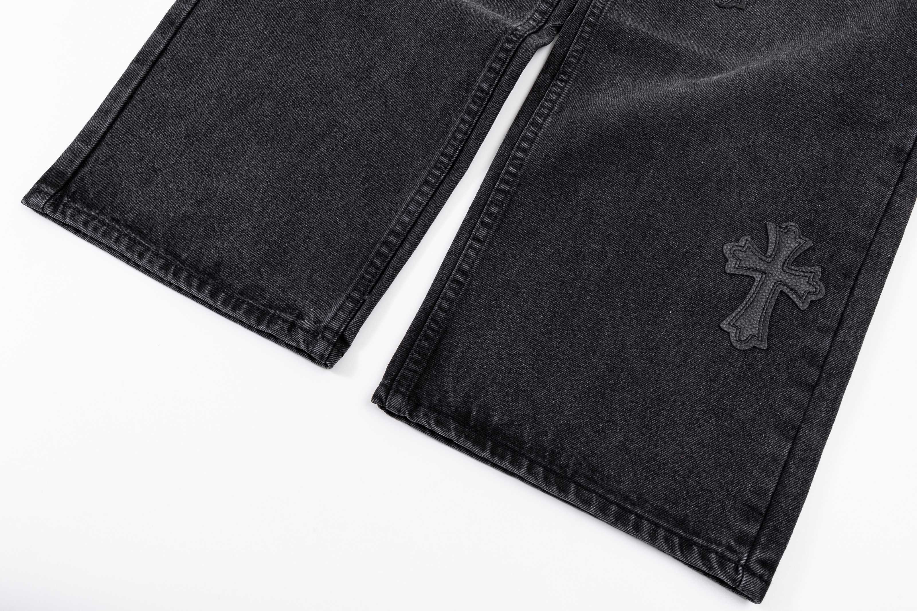 Chrome Hearts Black Cross Patch Wide Leg Jeans