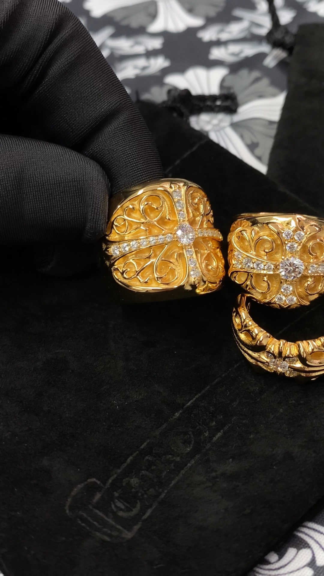 Ring, Custom Gold-Plated Diamond Setting