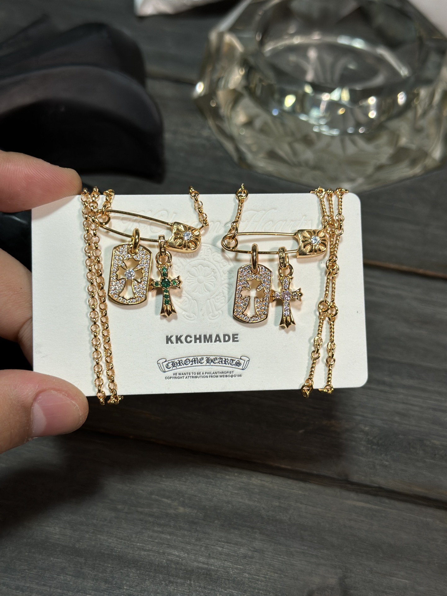 Custom Gold-Plated Diamond Setting, Necklace Pendant