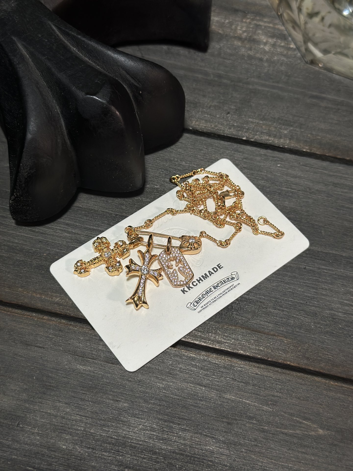 Custom Gold-Plated Diamond Setting, Necklace Pendant