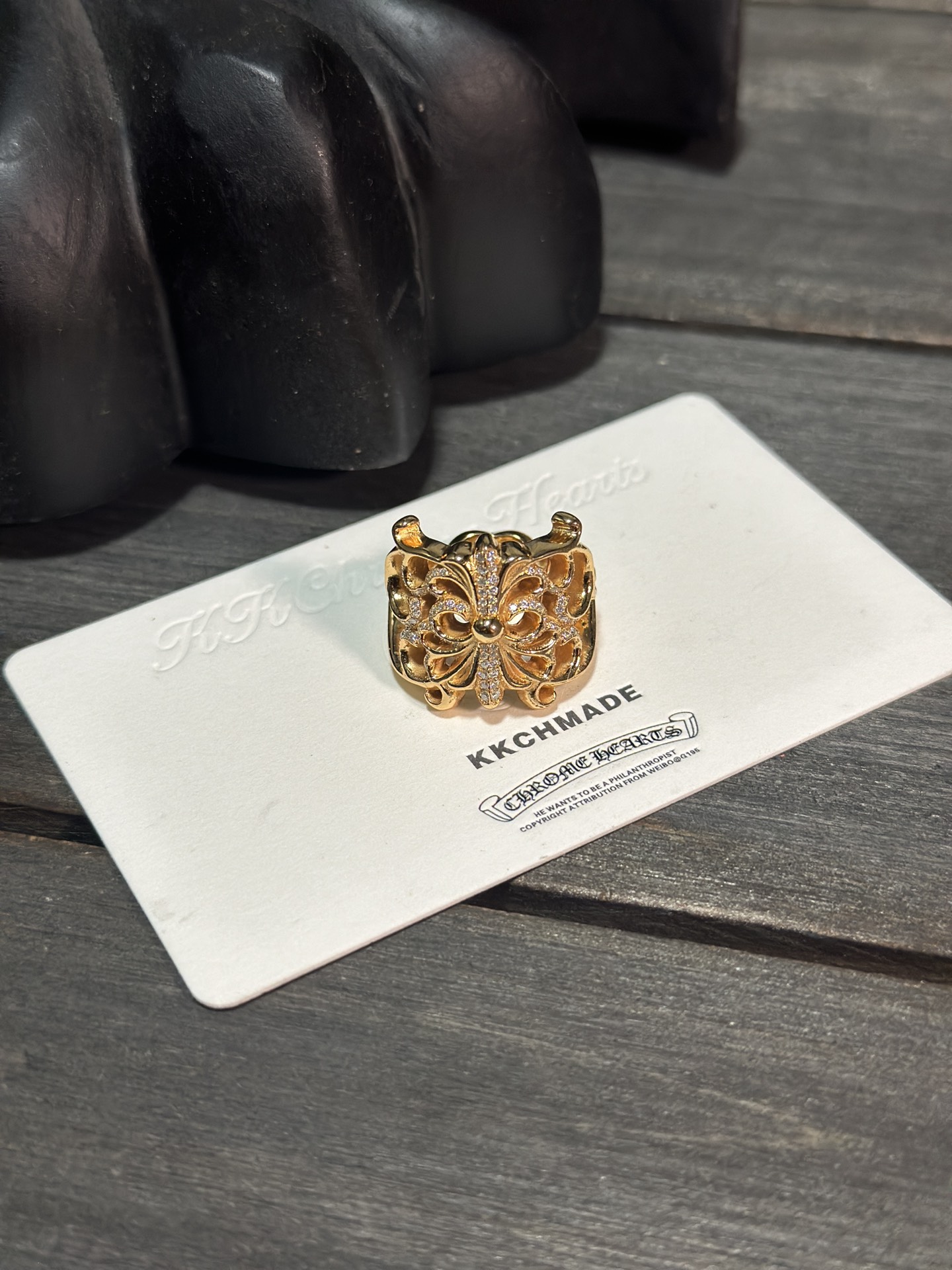 Ring, Custom Gold-Plated Diamond Setting
