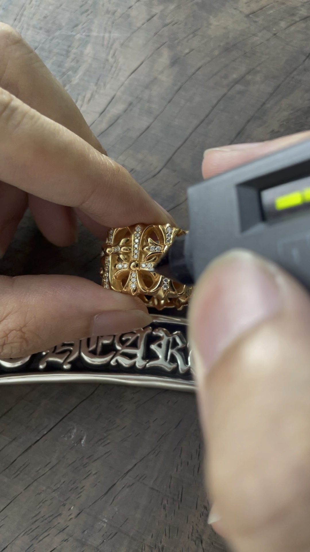 Ring, Custom Gold-Plated Diamond Setting