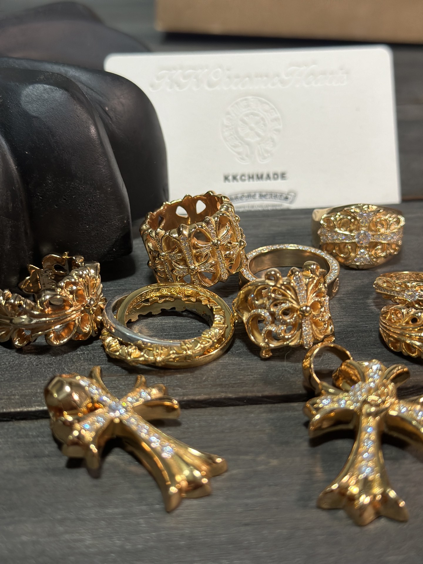 Ring, Custom Gold-Plated Diamond Setting