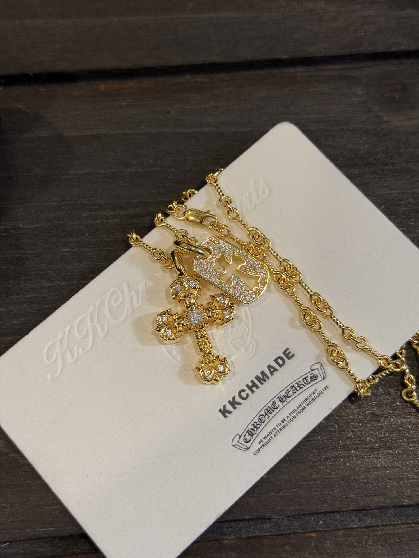 Custom Gold-Plated Diamond Setting, Necklace Pendant