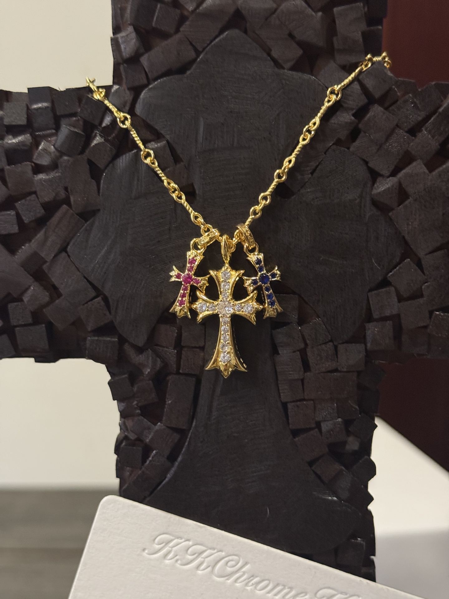 Custom Gold-Plated Diamond Setting, Necklace Pendant